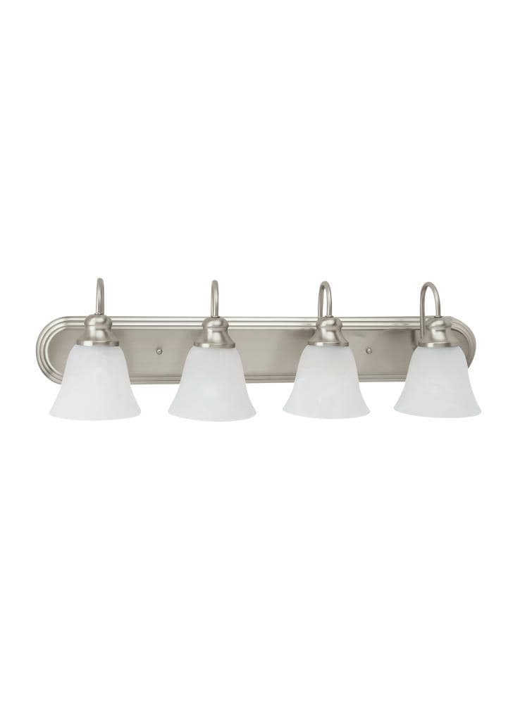 Generation Lighting 44942-962 Windgate 30.25-in 4-Light Brushed Nickel Transitional Vanity Light