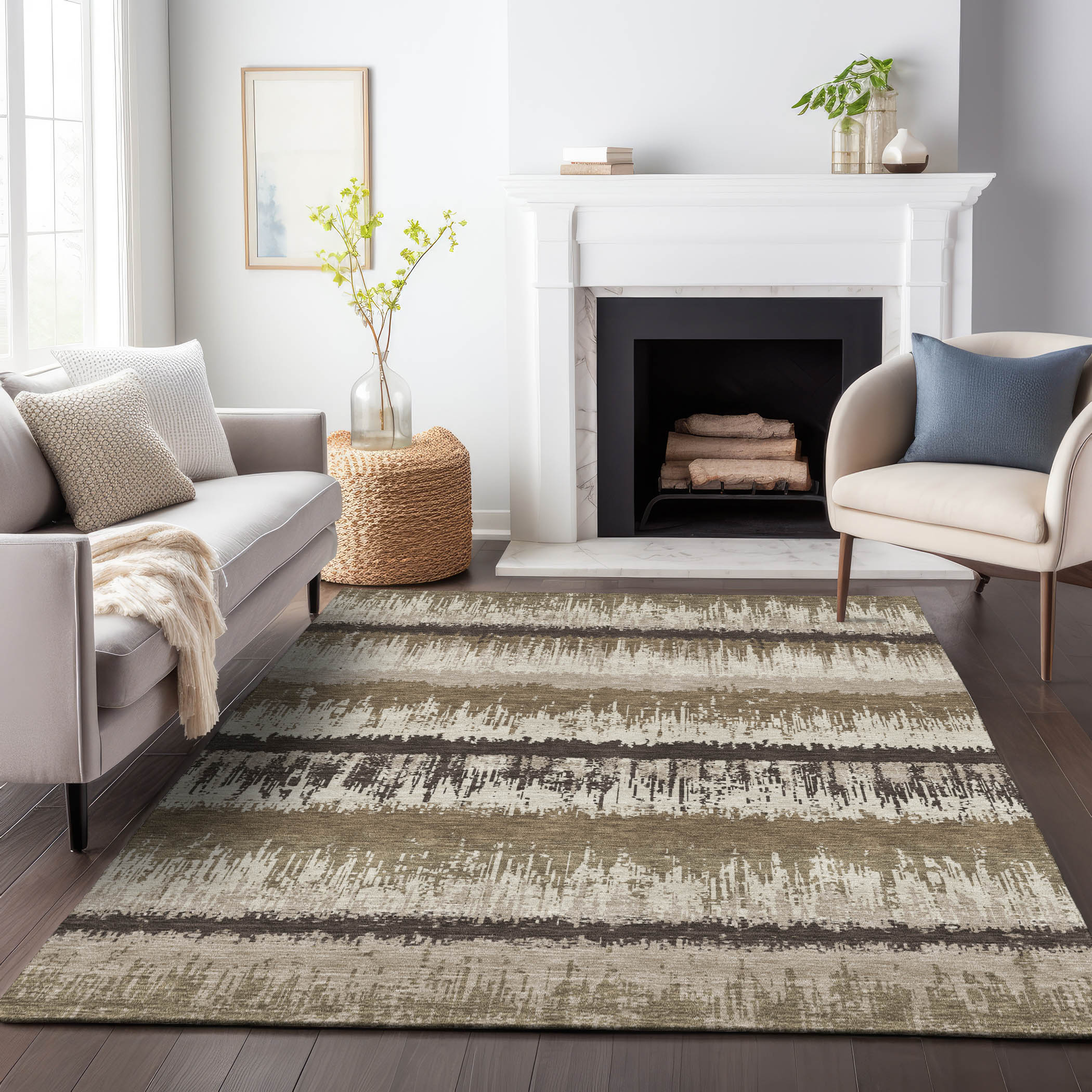 Addison Rugs ACN1013BR30X46 Chantille ACN1013BR 2 x 3 (ft) Polyester Brown Rectangular Indoor/Outdoor Geometric Machine washable Area rug