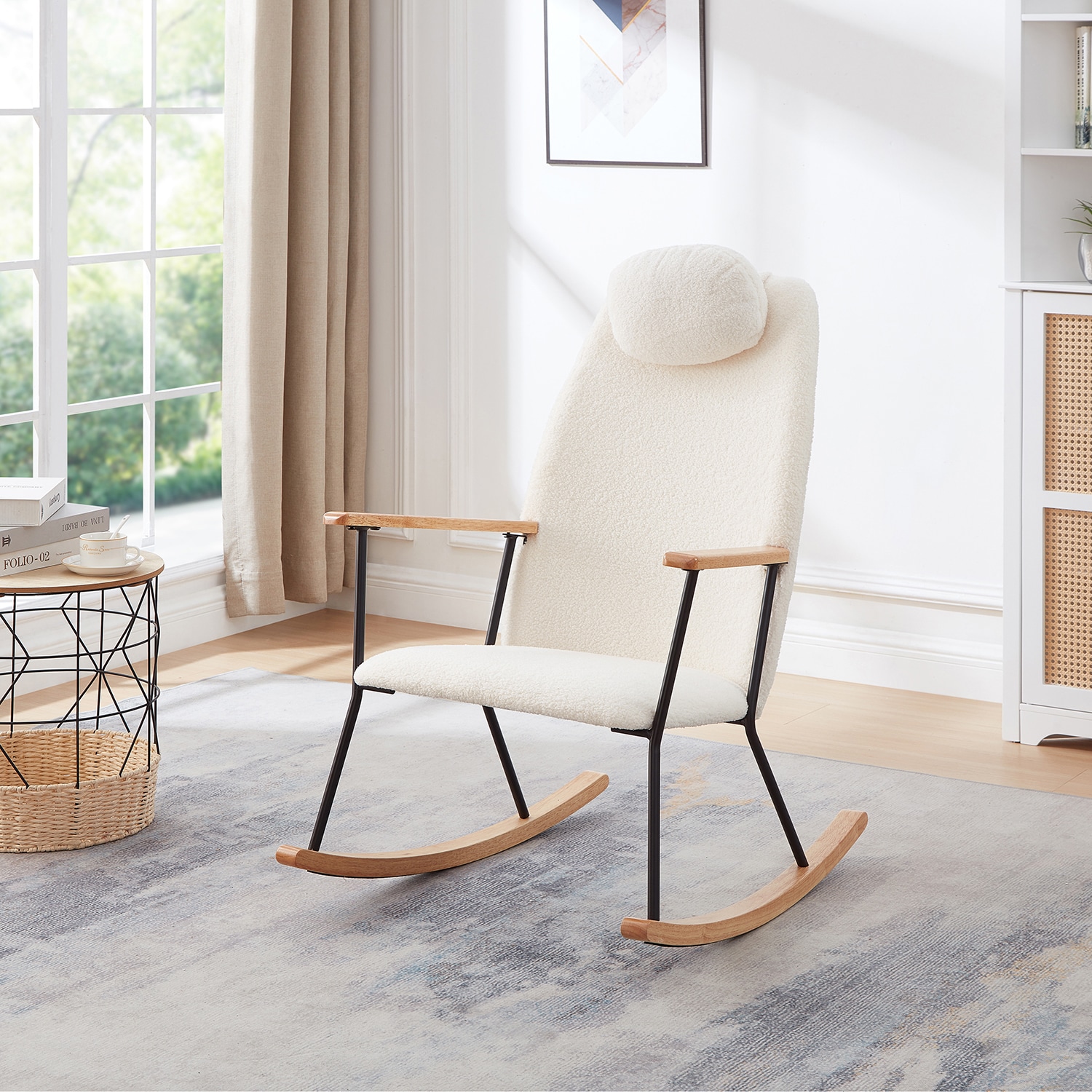 Mondawe MO-CM15314 Modern White Terry Rocking Chair