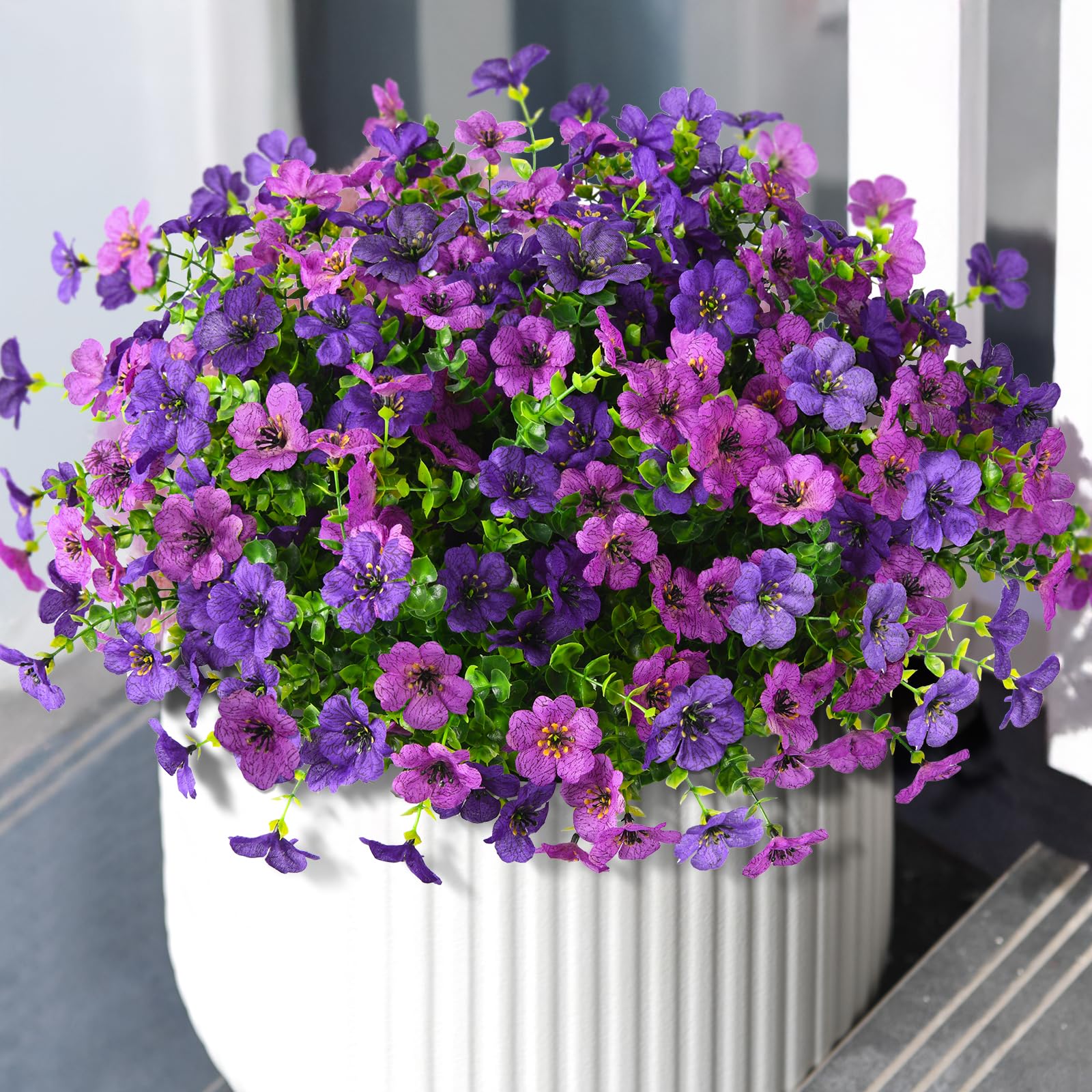 Phewnyzo - Artificial Flowers Faux Plants Outdoor Fake Flowers Spring Decor 12 Bundles Realistic...