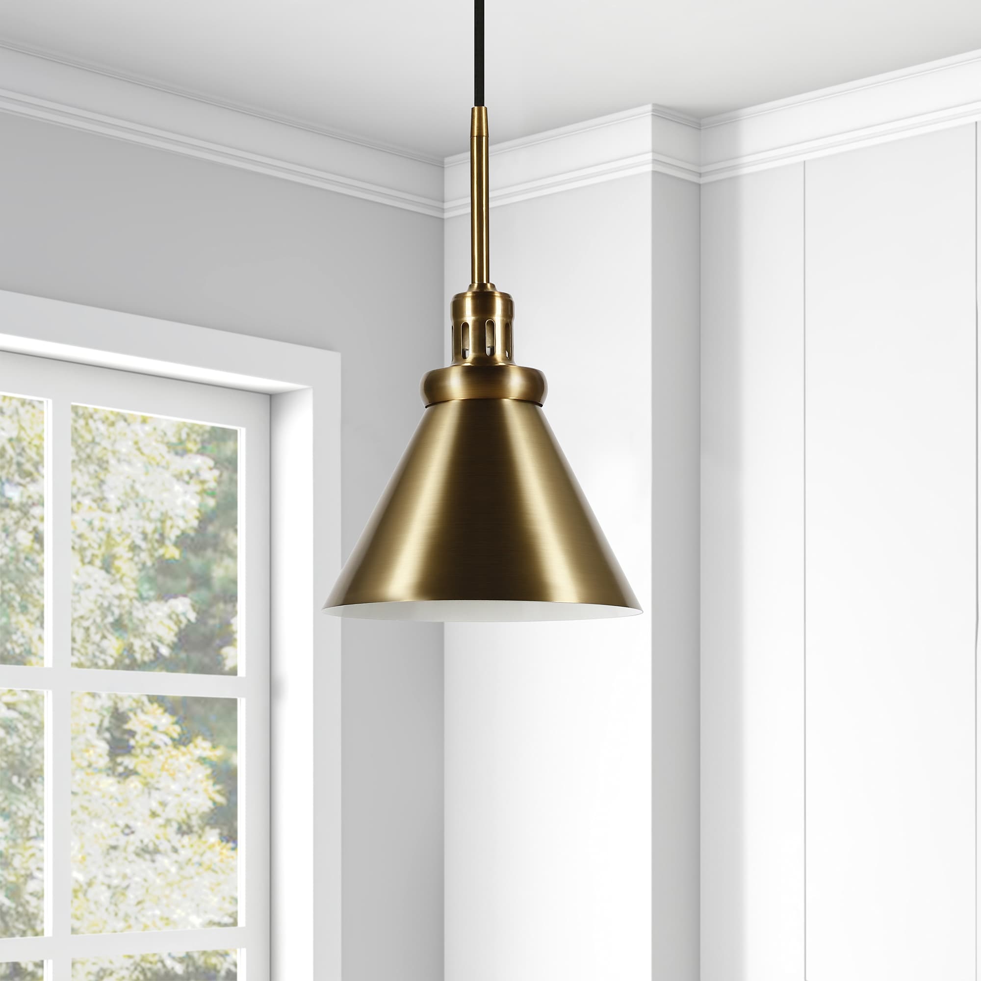 Hailey Home PD0327 Zeno Brass Traditional Dome Medium Hanging Pendant light