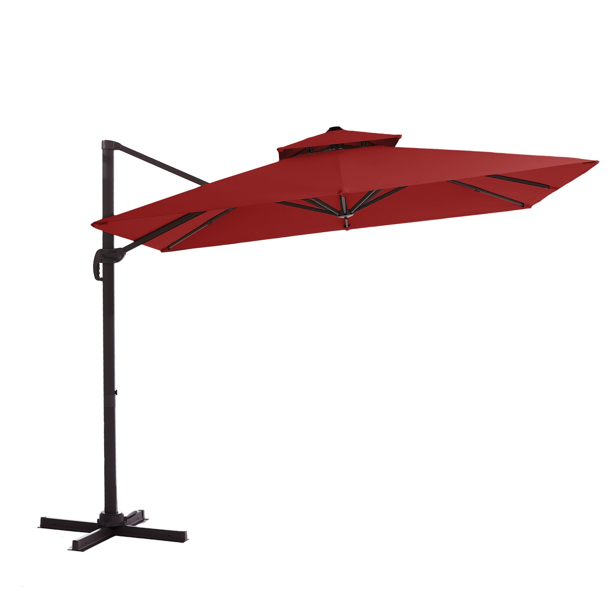 VOUA SAF-HEC3JY-NV 11-Feet Aluminum Red Crank Cantilever Patio Umbrella