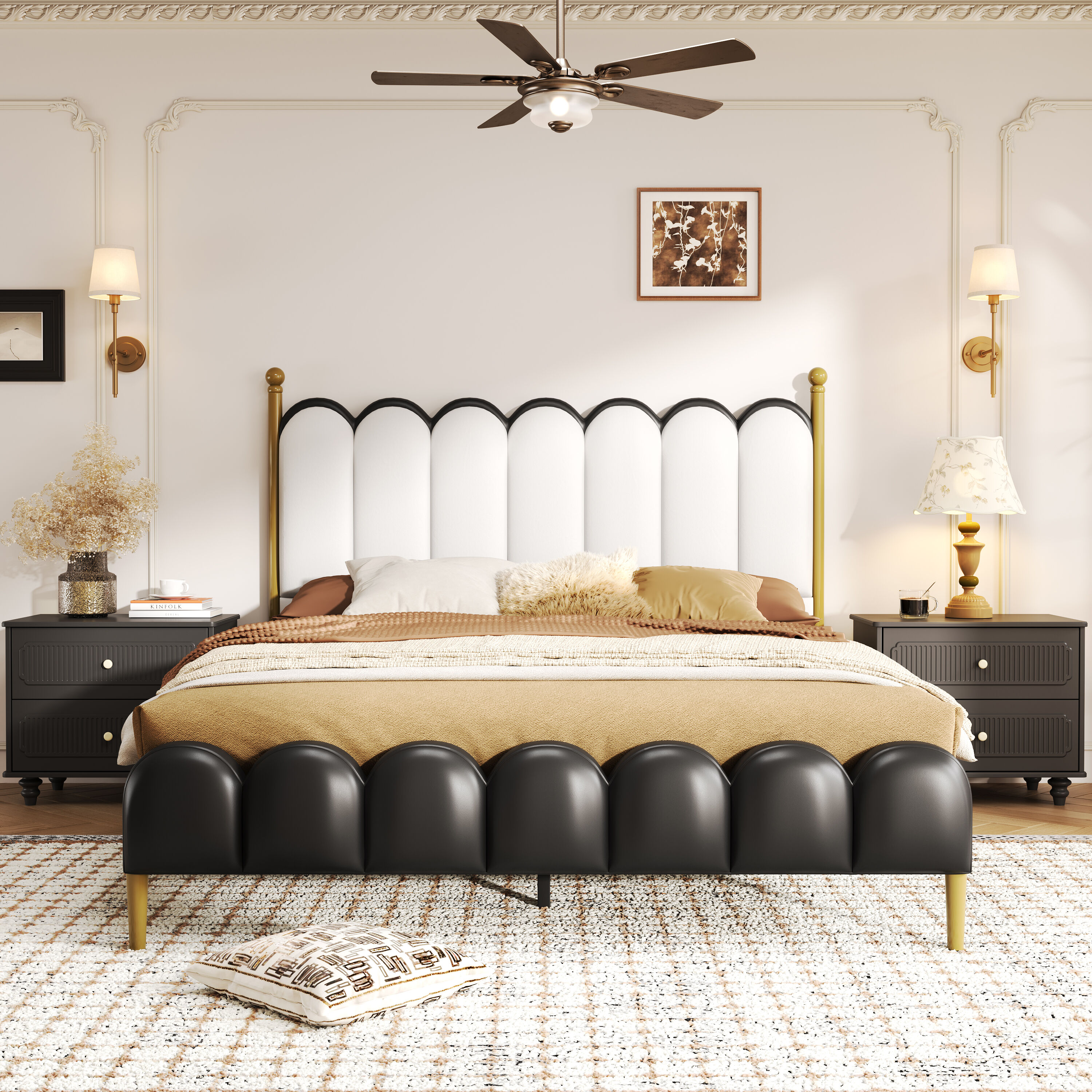 Christopher Knight Home 326605 Leather Upholstered Bed with Headboard   Footboard  Solid Wood Slats   Legs  No Box Spring Needed