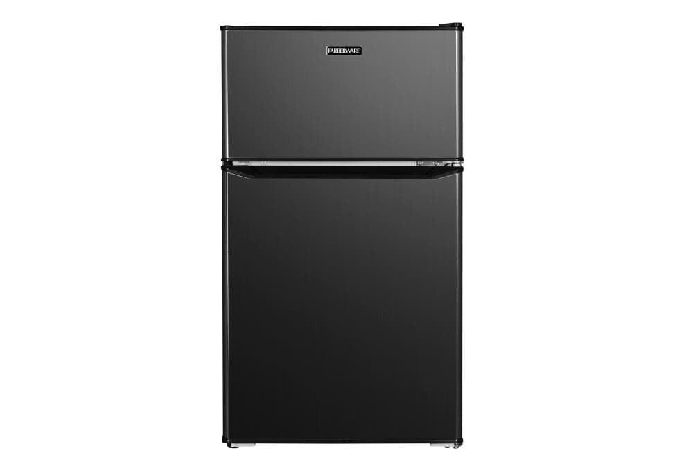 Costway 2-Doors Unit Stainless Steel Compact Mini Refrigerator Freezer Cooler - 3.4 cu ft - Black