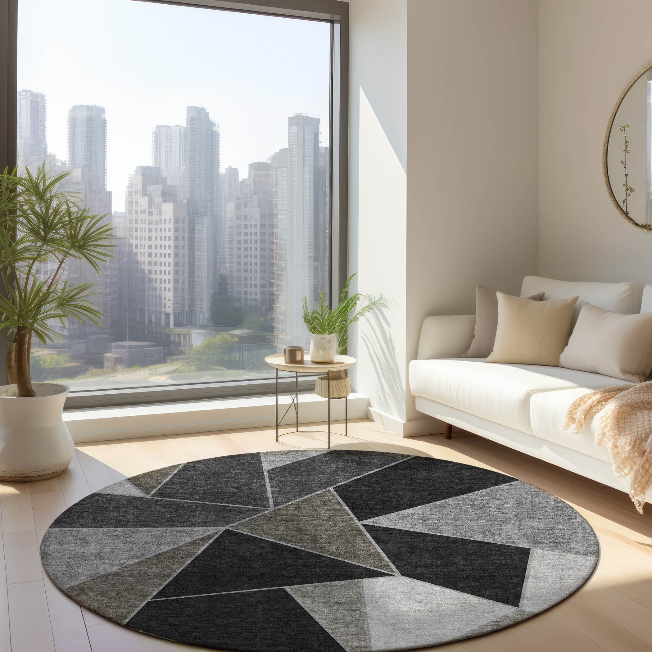 Addison Rugs ACN636CF8RO Chantille ACN636CF 8 x 8 (ft) Polyester Coffee Round Indoor/Outdoor Geometric Machine washable Area rug