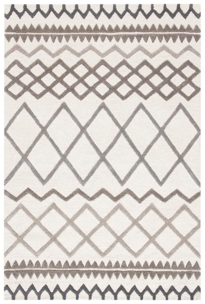 SAFAVIEH Abstract Sharlene Abstract Wool Area Rug, Ivory/Charcoal, 5' x 8