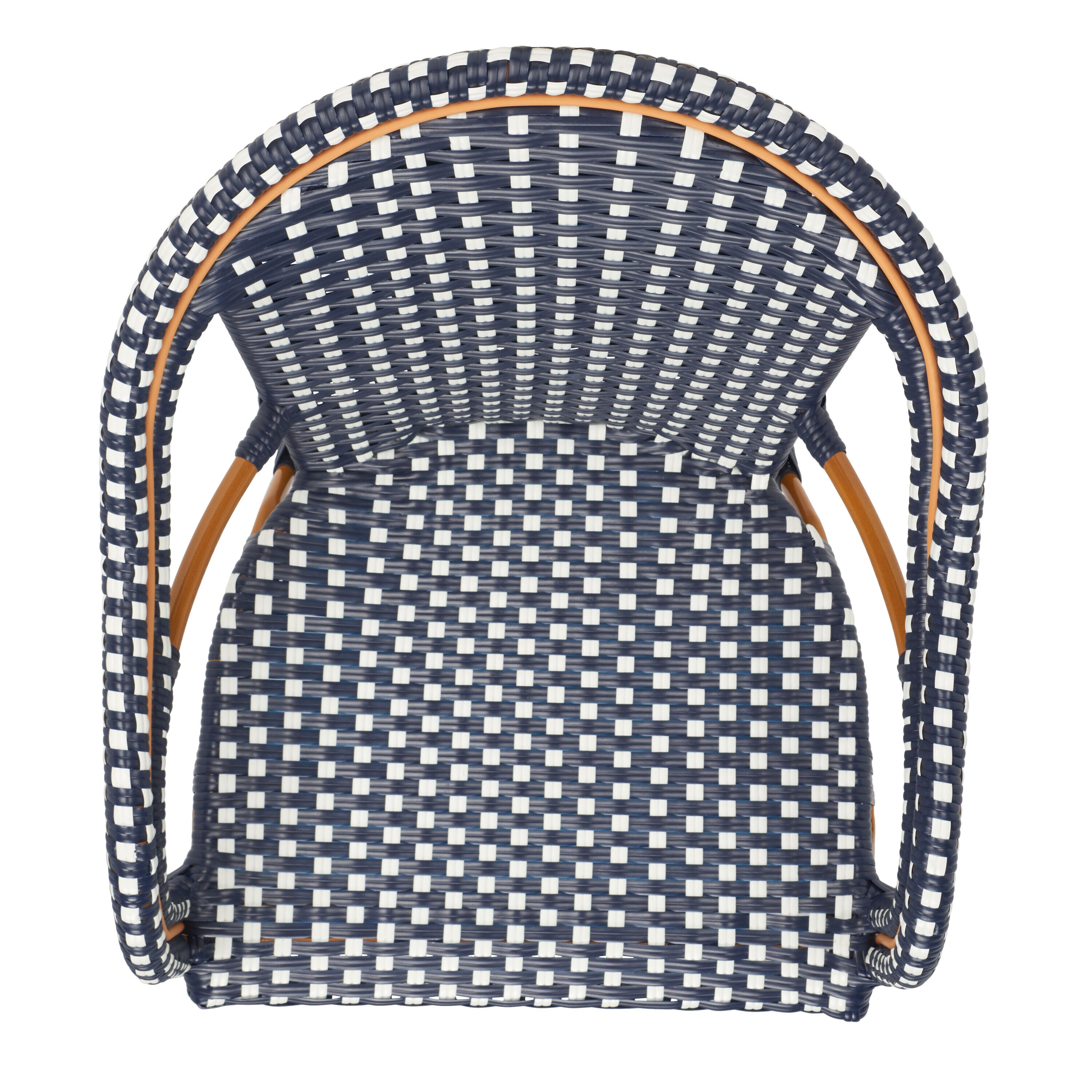 Navy and White Wicker Outdoor Armchair Set of 2
