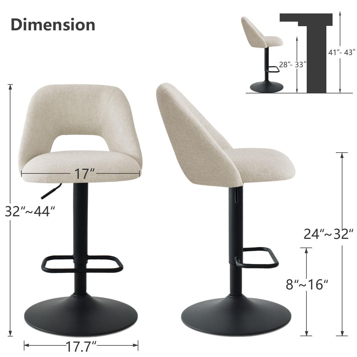 Maison Boucle EDWIN-AB-KY-BEIGE stools - View #3