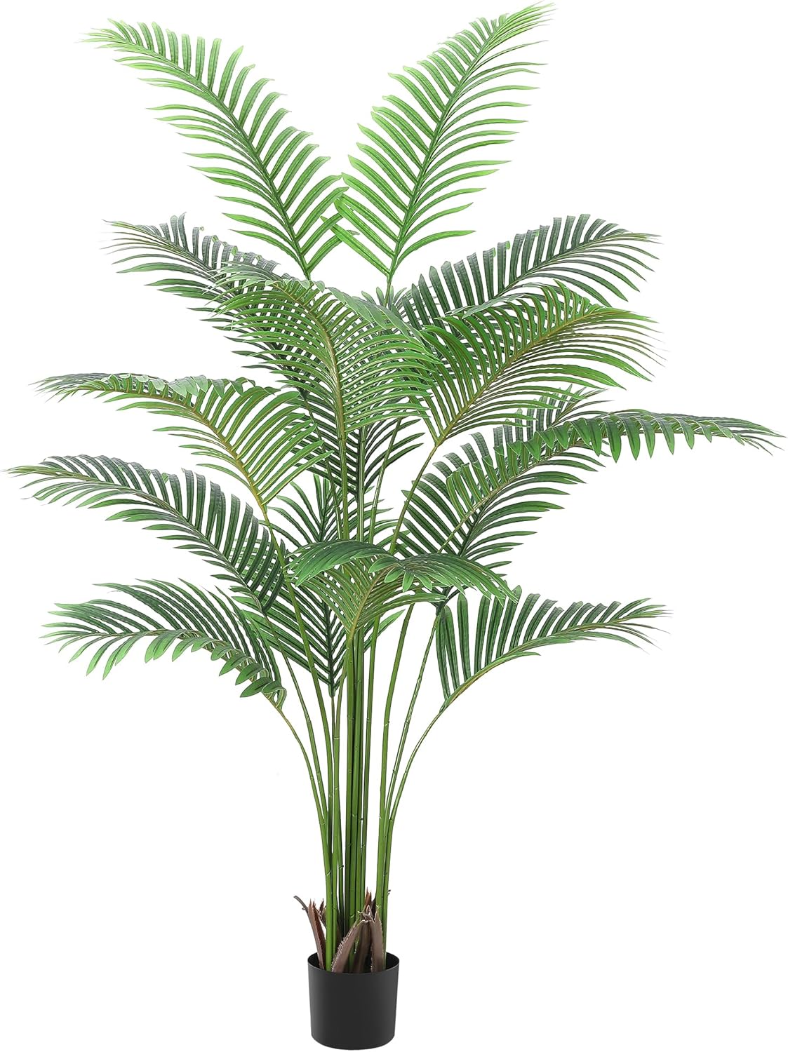 WhizMax LHFLS-PHO-11VIBFJU 6ft Artificial Palm Tree with 15 Trunks - Fake Palm Tree Fake Tropical Paradise Palm Tree in Pot with Real Bark Design and 9 Adjustable Branches Faux Palm Plant for Indoor Home Office Modern Decor