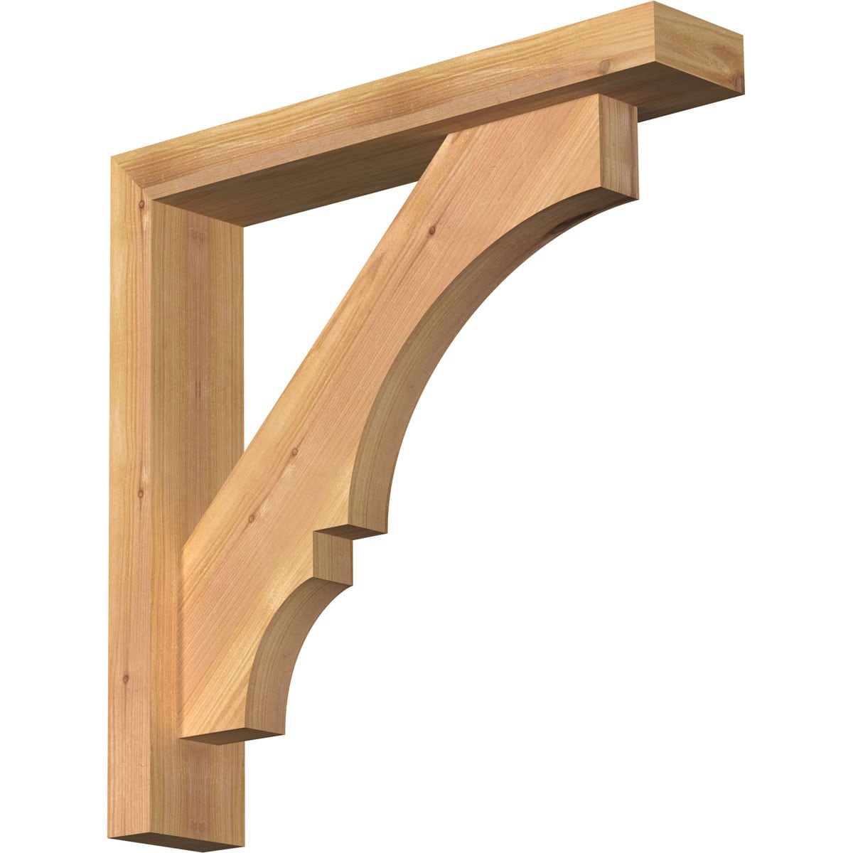 Ekena Millwork 1461912 Balboa Block Smooth Bracket with Offset Brace 3-1/2-in x 18-in x 18-in Western red cedar Brown Wood Standard bracket