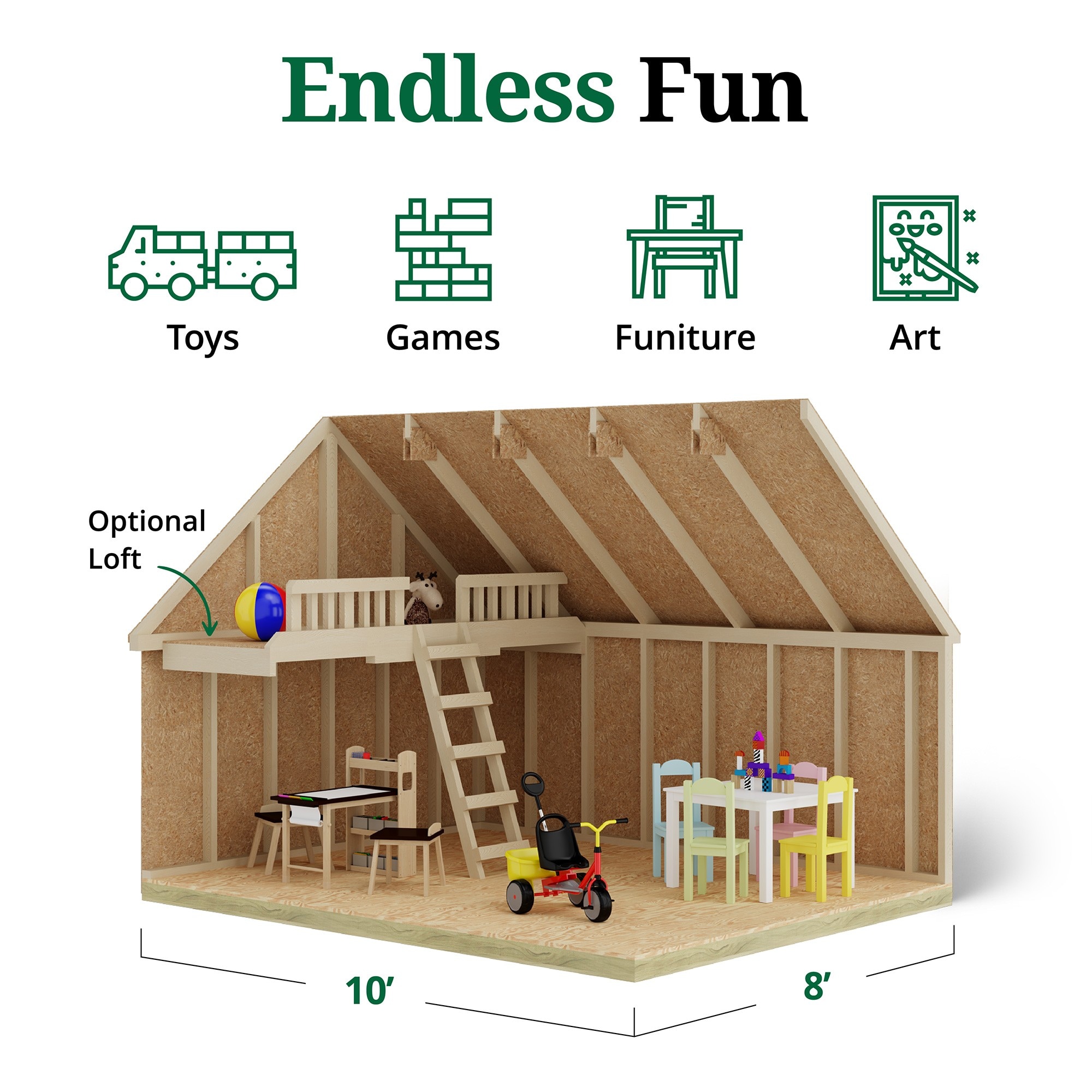 Little Cottage Co 8X10 VP-PNK-FK-LFT playhouses - View #4