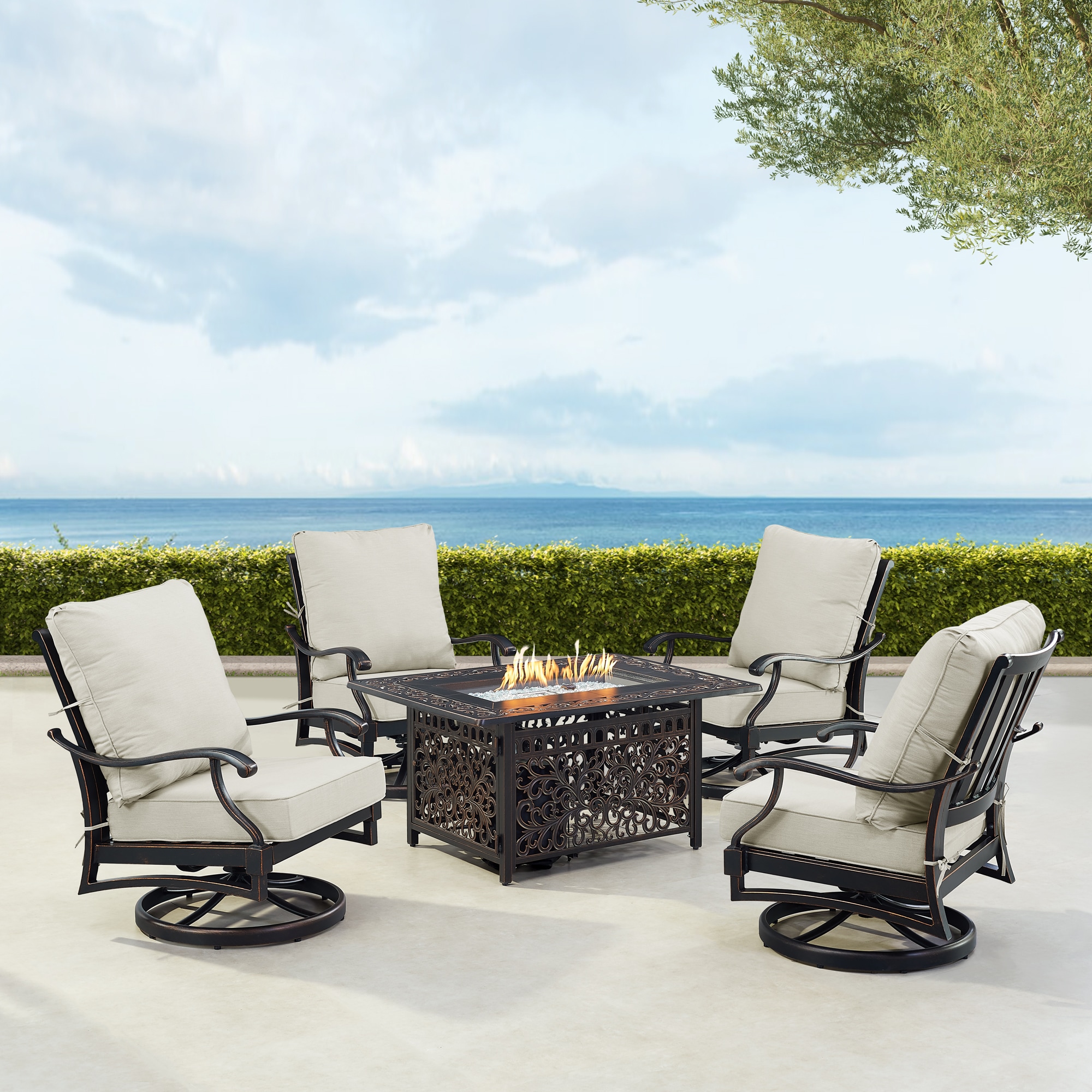 Oakland Living SHAO4CHCABOSLGCUA 14-Piece Patio Conversation Set with Gray Cushions