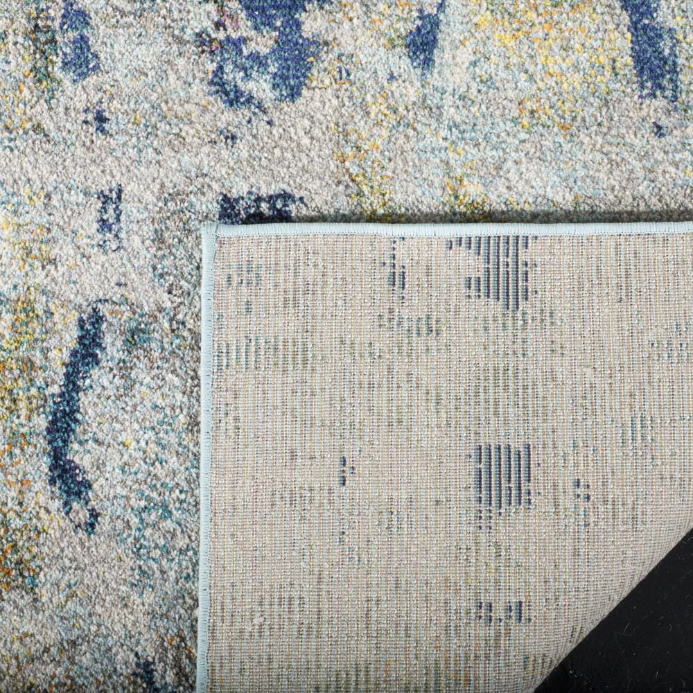 Boho-Chic Monaco Square Blue-Grey Synthetic Area Rug, 6'7" x 6'7"