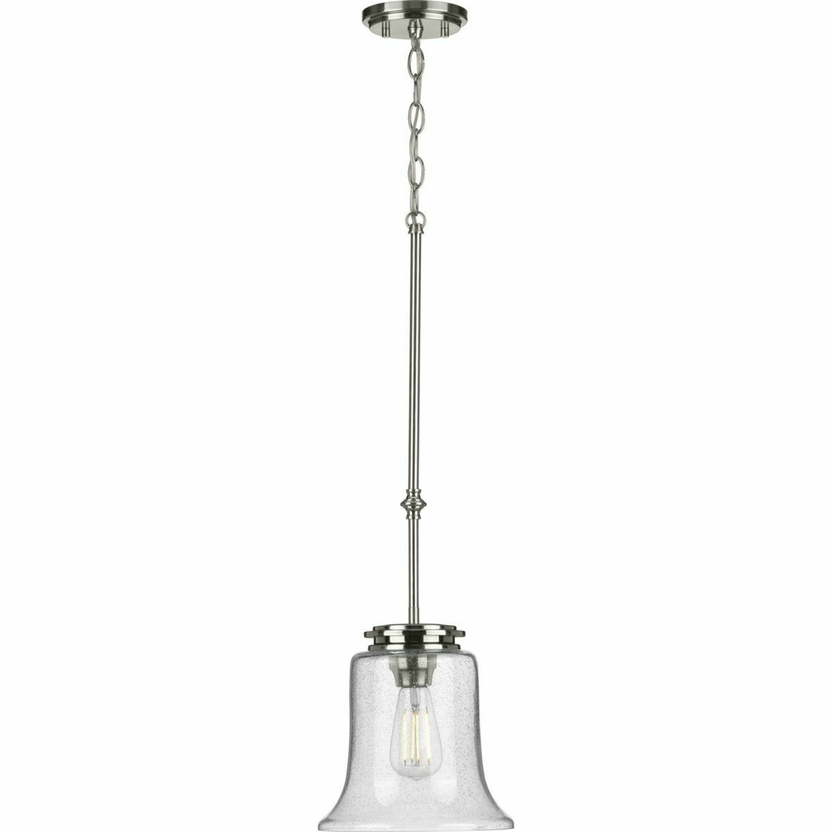 Winslett Brushed Nickel Mini Pendant with Seeded Glass Shade