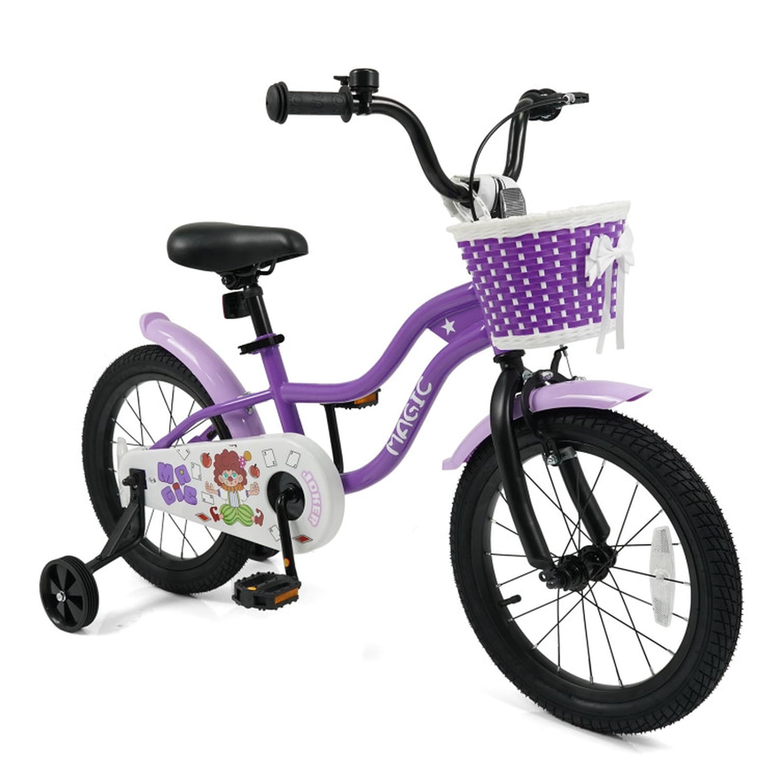 SUGIFT Magic Purple 16-in Kids Bike with Training Wheels Adjustable Saddle Handlebar Coaster Brake for Ages 4-7 #LW038SUGHY684