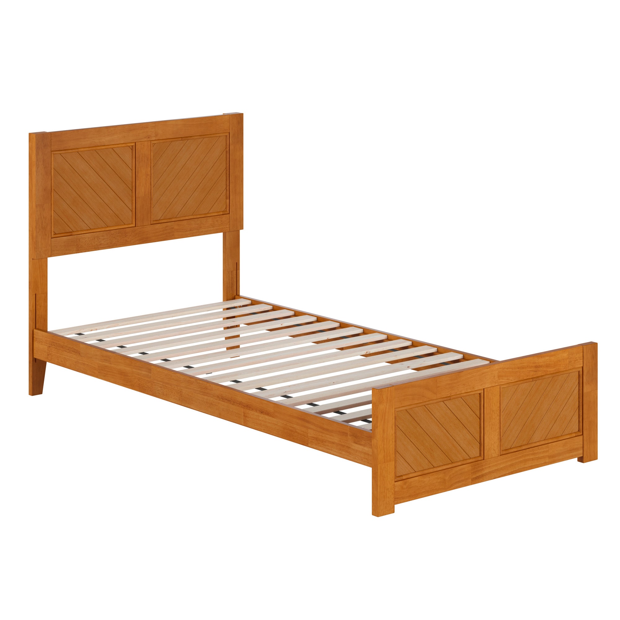 AFI - Twin extra long Light Toffee Wood Platform Bed with Headboard