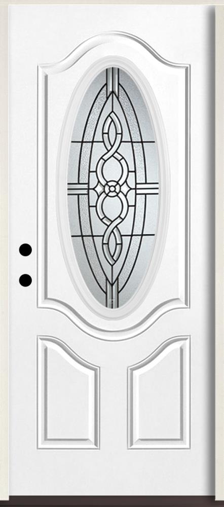 RELIABILT LO963333 Calista 36-in x 80-in x 4-5/8-in Fiberglass Oval lite Right-hand inswing Unfinished Unfinished Prehung Front Door Insulating core