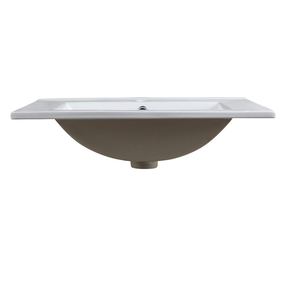 Torino 24'' White Ceramic Rectangular Bathroom Sink with Overflow