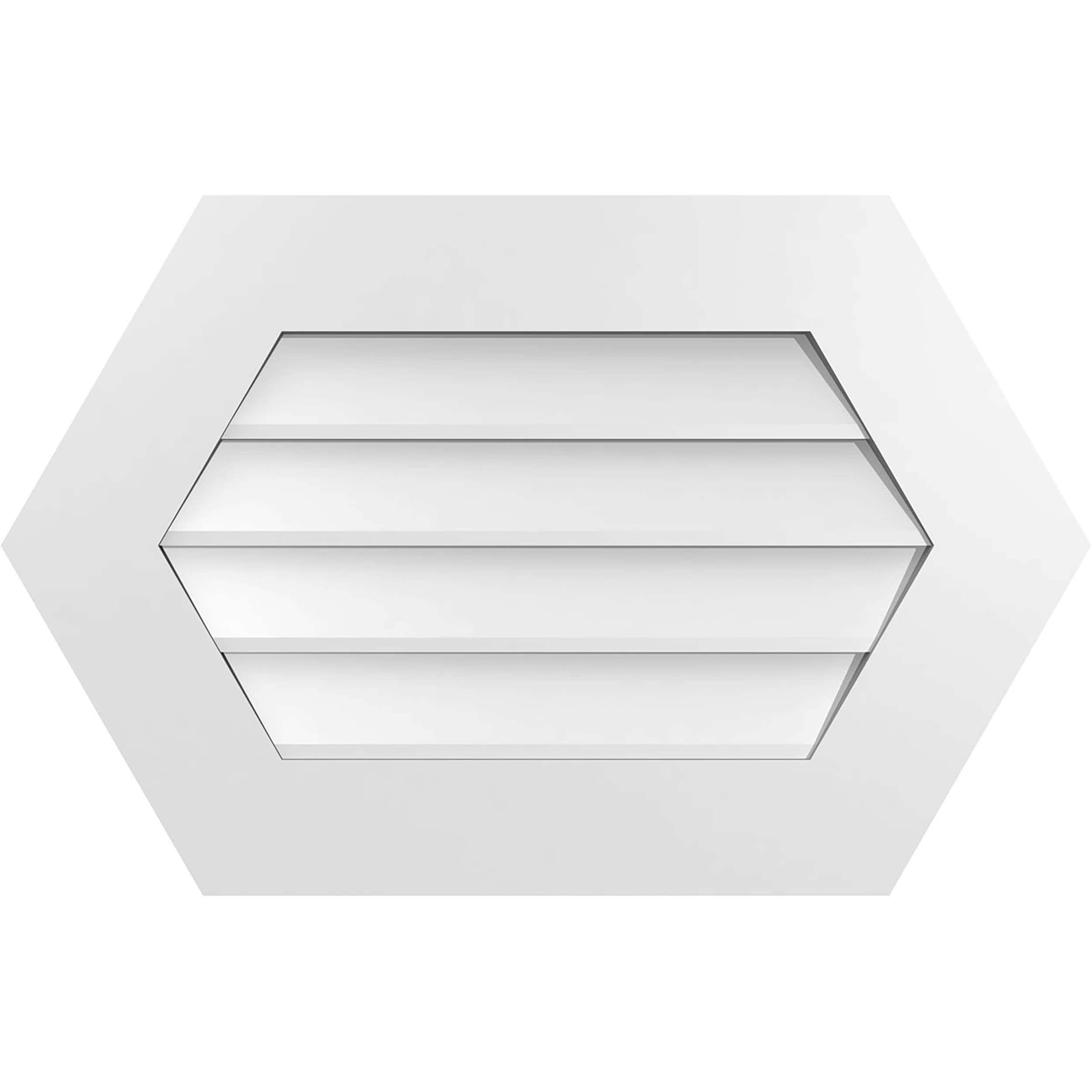 Ekena Millwork GVPHP28X1801SN 28-Inches x 18-Inches Off-white Peaked PVC Gable Louver Vent