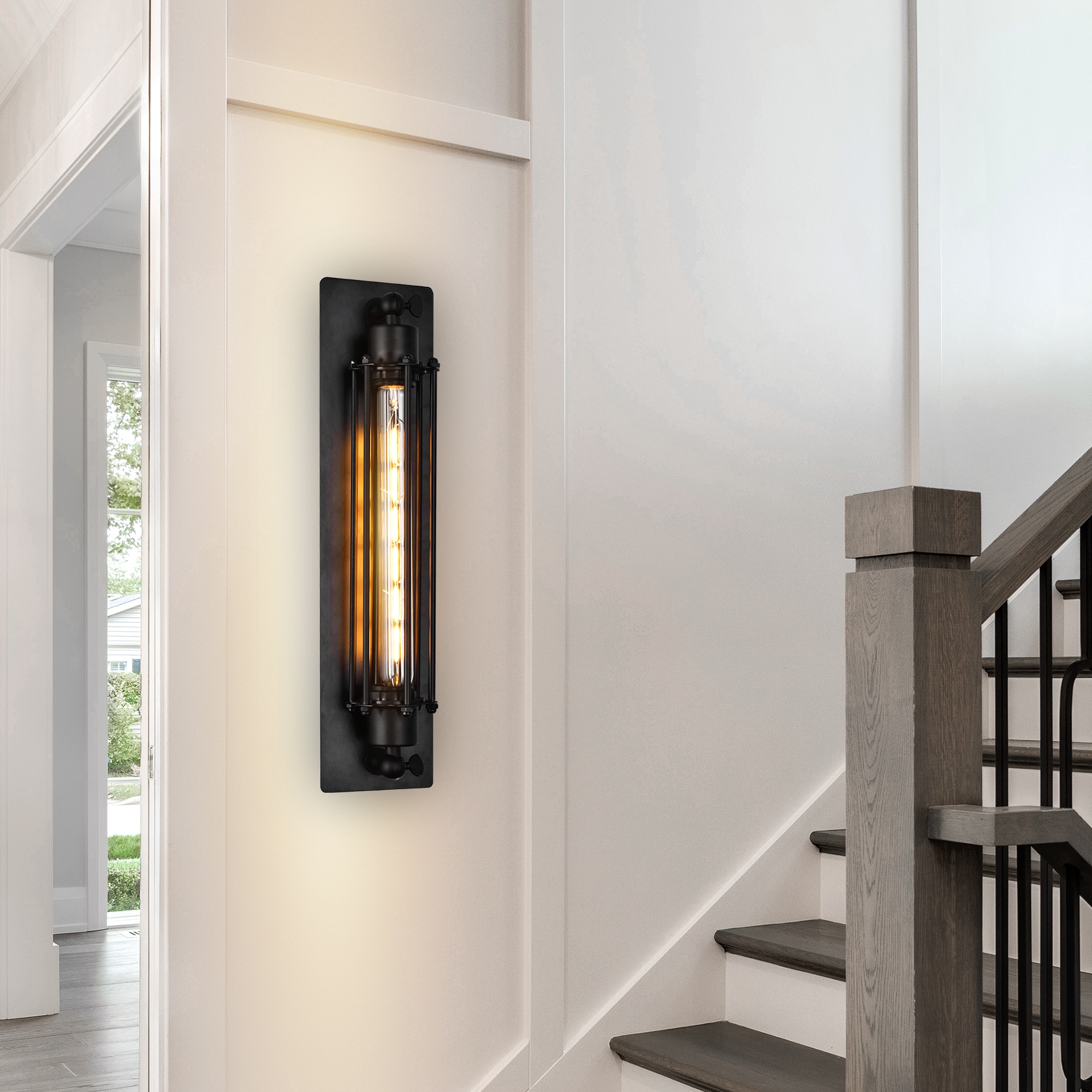 CWI Lighting 9613W4-1-101 Kiera 4-in W 1 -Light Black Industrial Wall Sconce