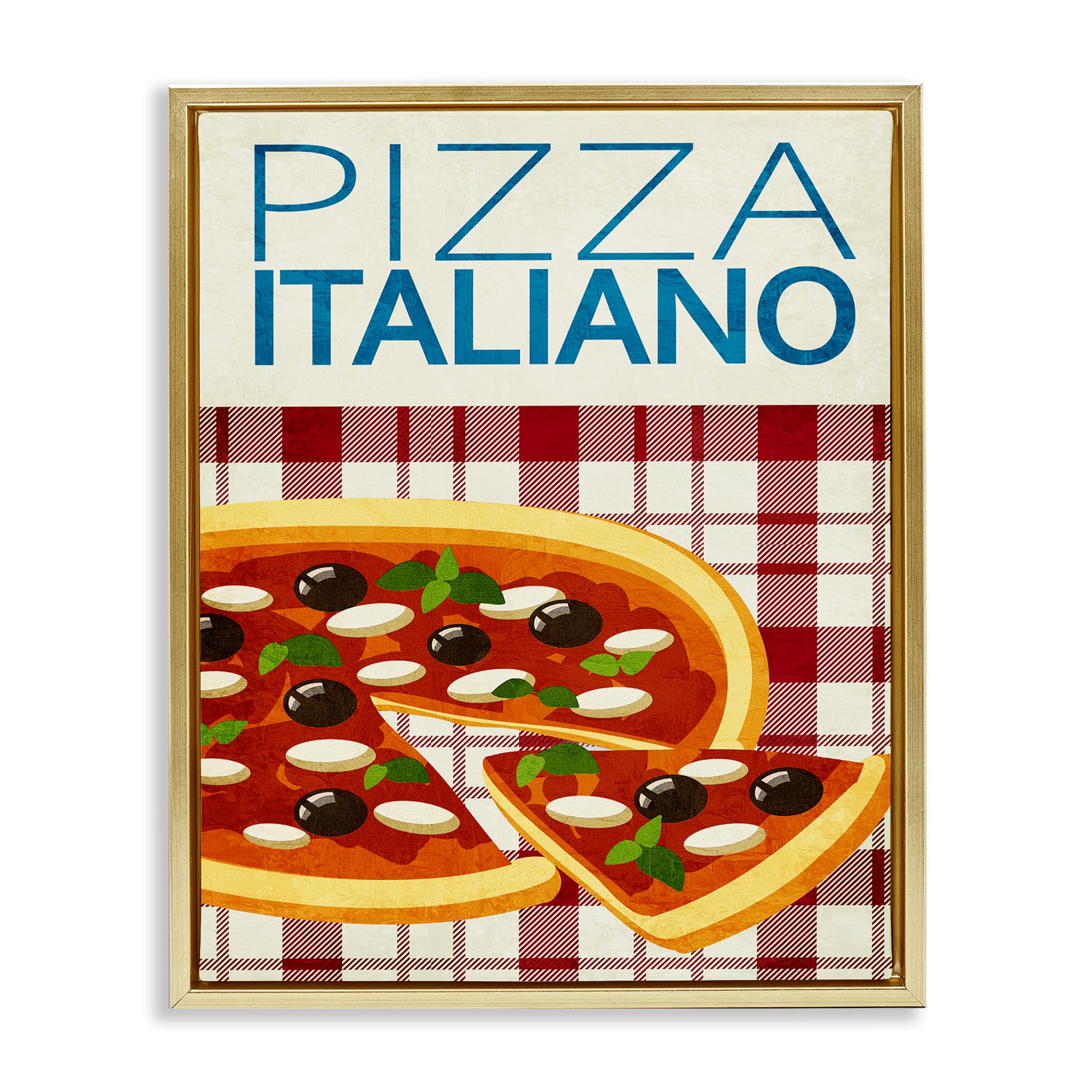 Stupell Industries BS-475-FFG-16X20 Classic Pizza Italiano Gold Framed Floater Canvas Wall Art By Kim Allen 17 x 21