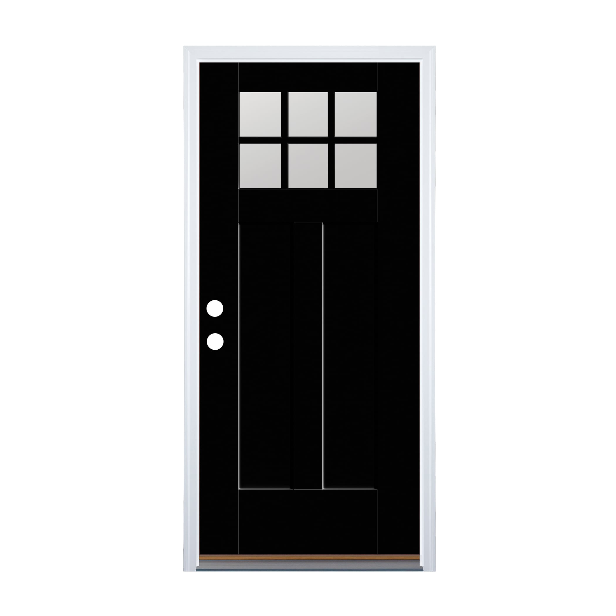 Therma-Tru TT648762 Entry Door 36-in x 80-in x 4-9/16-in Fiberglass Craftsman Right-hand inswing Black Painted Prehung Front Door with Brickmould Insulating core