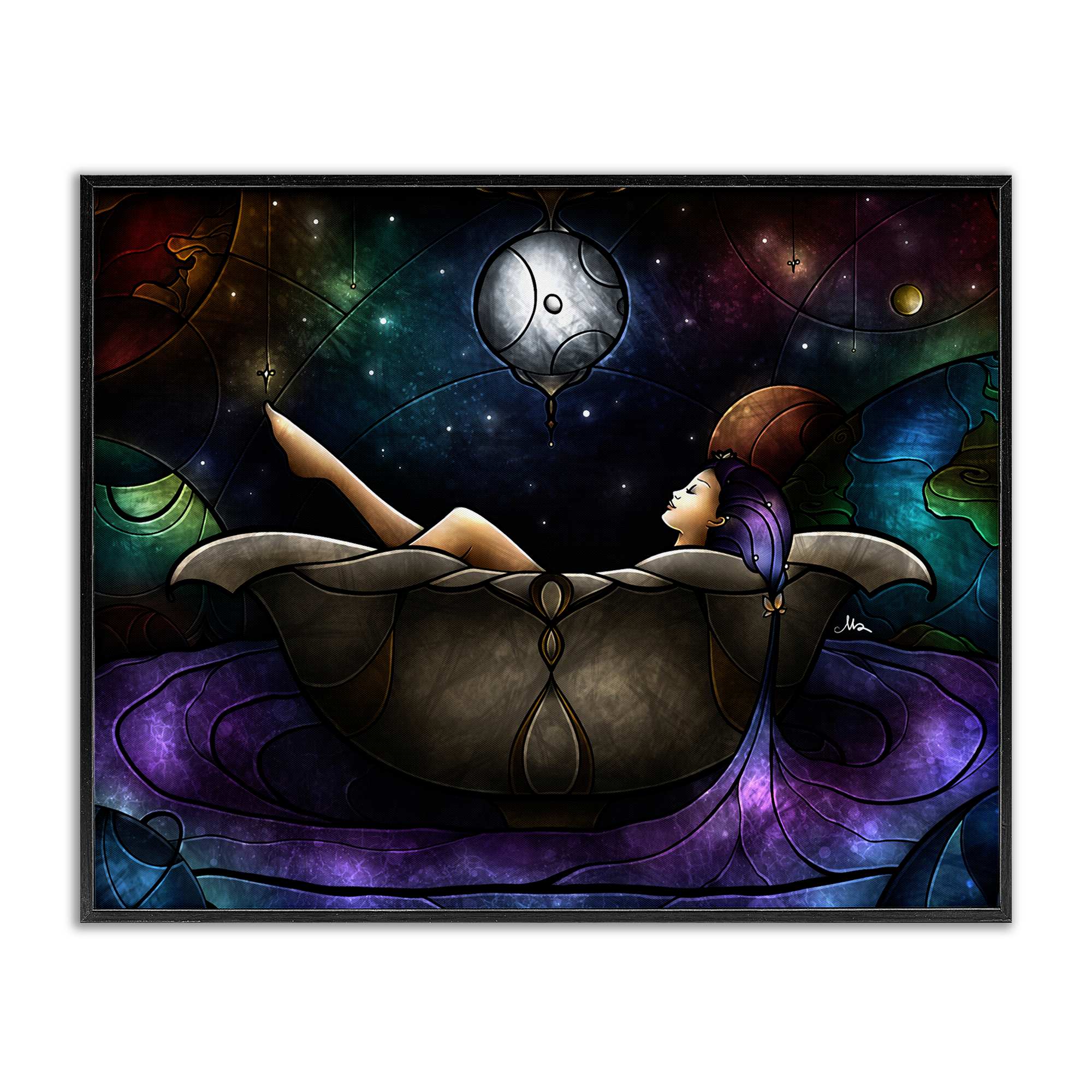 Stupell Industries BS-985-FR-11X14 Bathing Under Moonlight Black Framed Giclee Art By Mandie Manzano 14 x 11