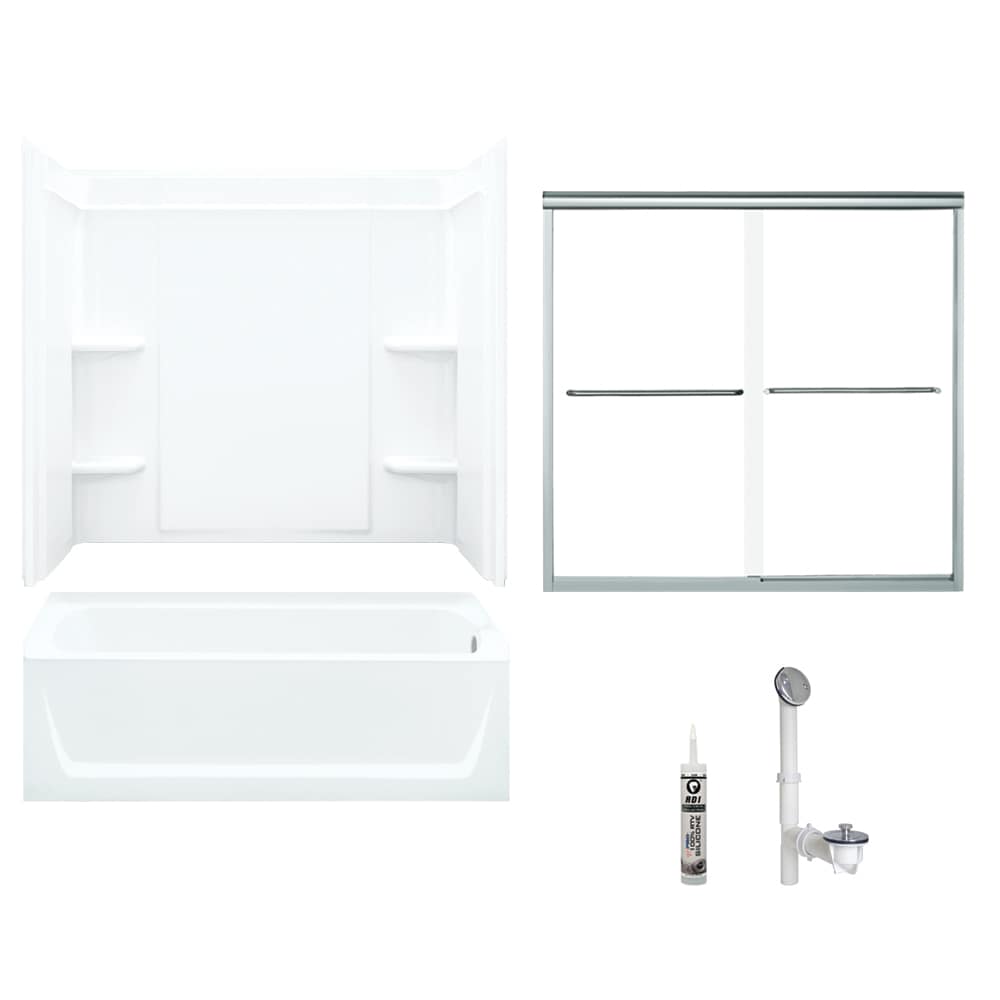 Ensemble 32-in x 60-in x 73-in White 5-Piece Bathtub and Shower Combination Kit (Right Drain) Drain Included | - Sterling 7132R-5405SC-B-0