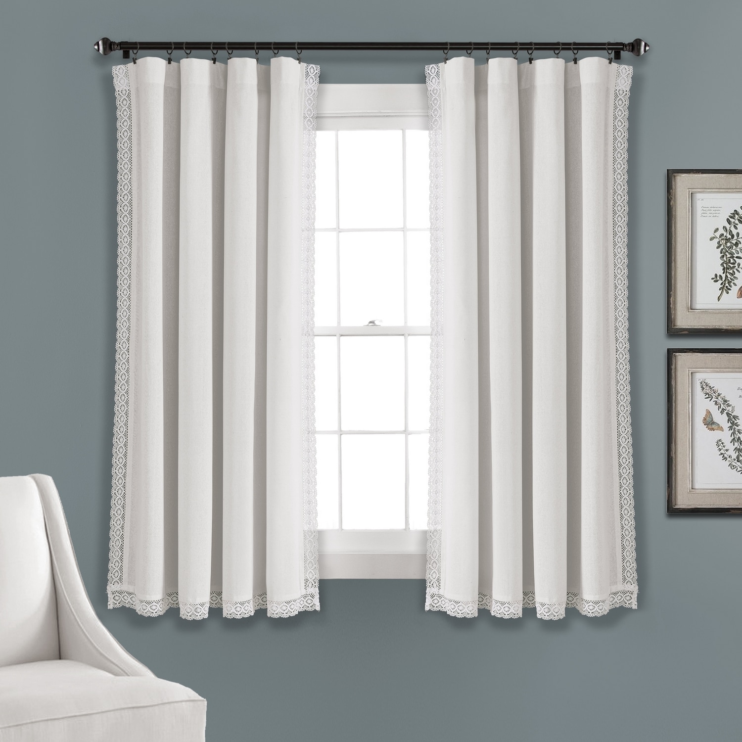 Lush Decor 16T003885 63-Inches White Rod pocket Curtain panel pair