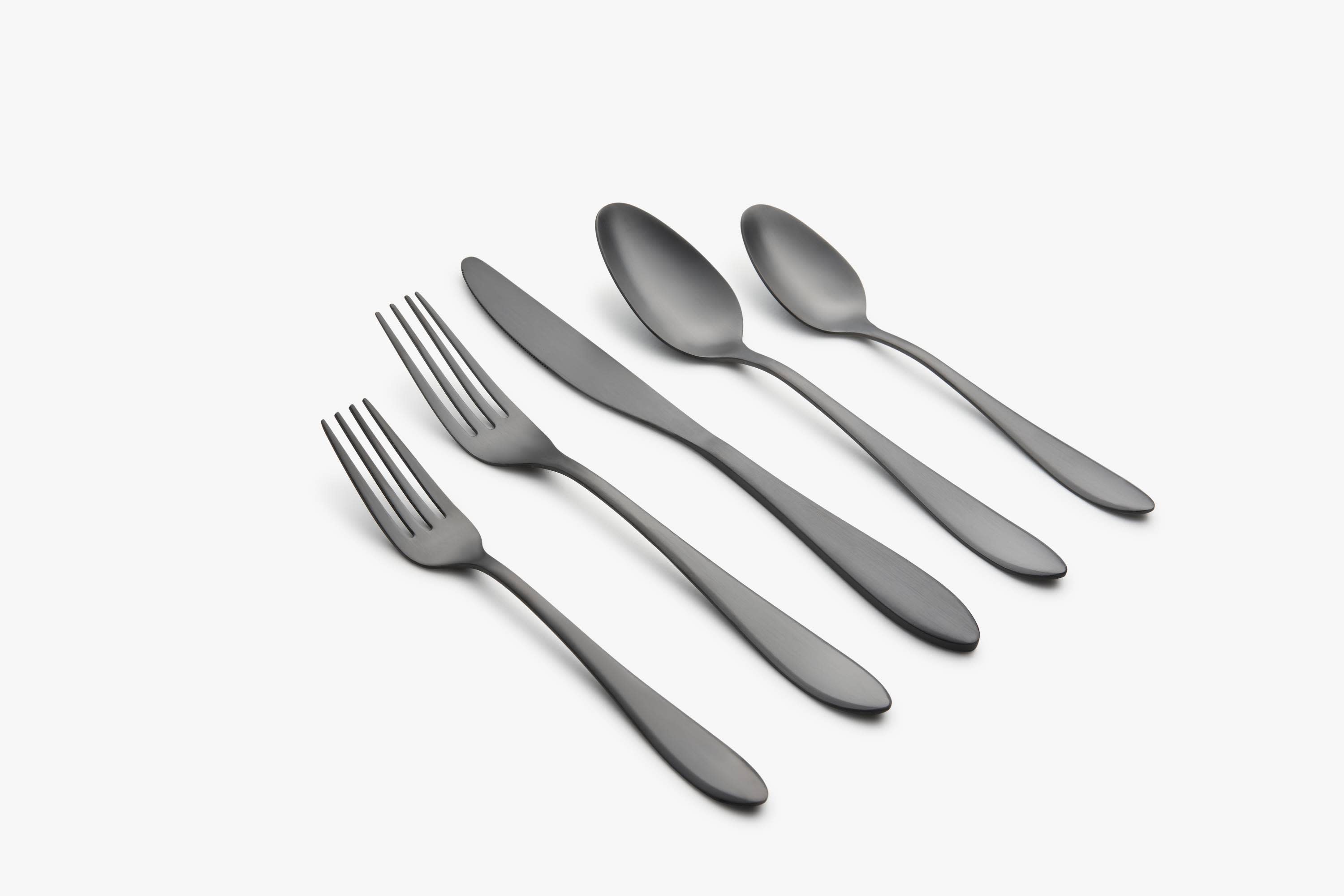 Cambridge Delia Black Satin 20-Pieces Brushed Modern Flatware in the ...