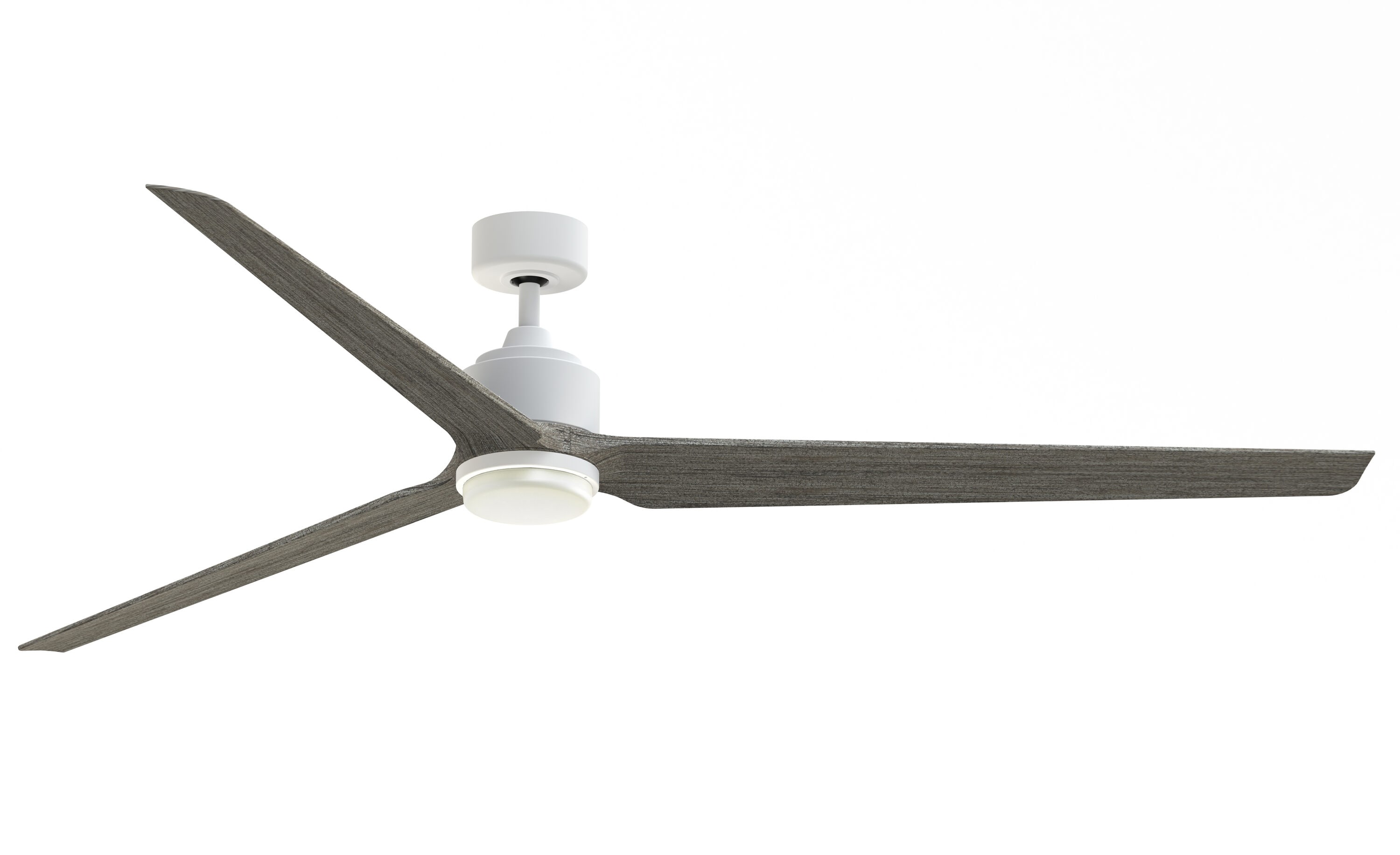 Fanimation TriAire Custom 84-in Matte White Color-changing LED Indoor/Outdoor Smart Propeller Ceiling Fan with Light Remote (3-Blade) -  FPD8515MWW-84WEW-LK
