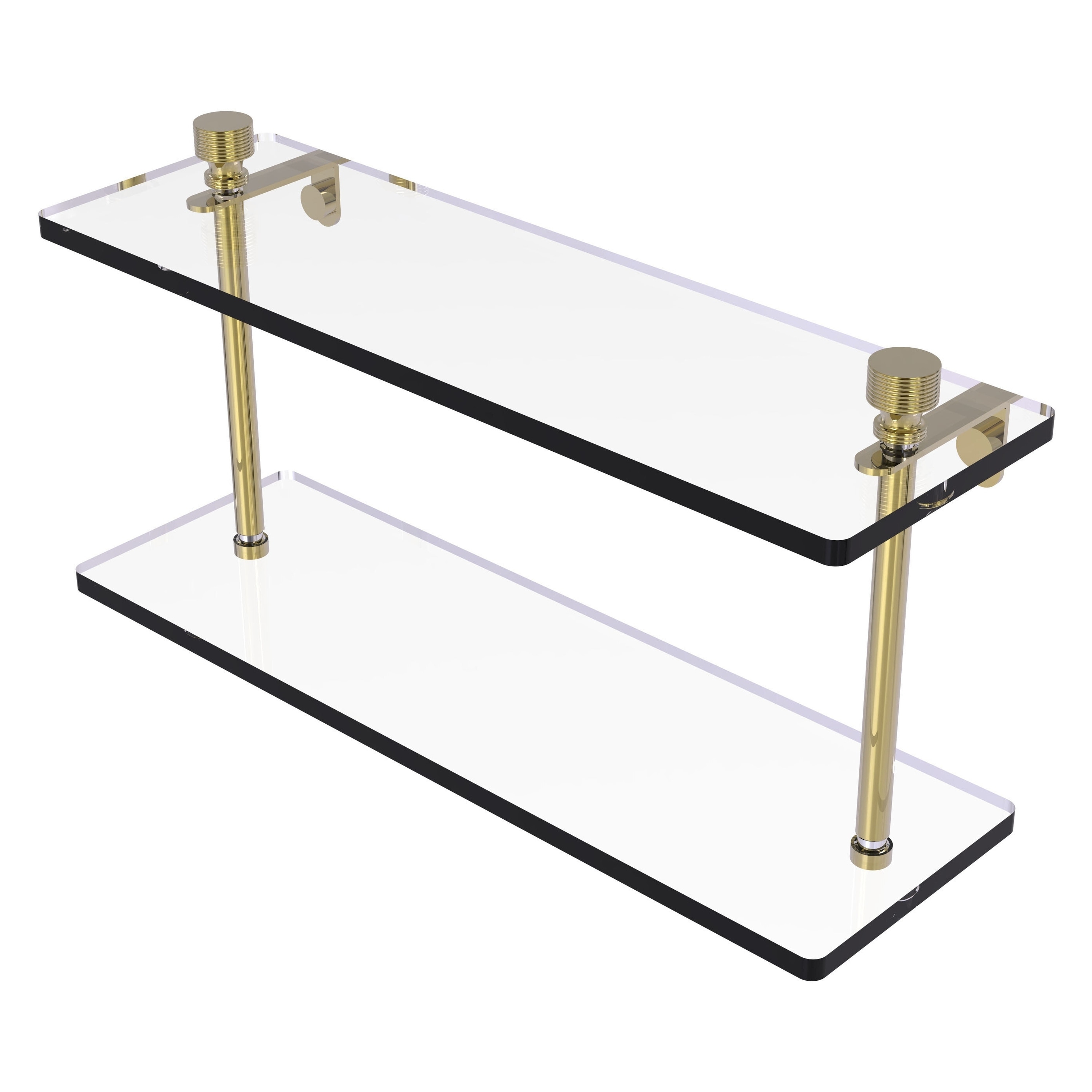 Allied Brass FT-2/16-UNL Fox trot Unlacquered 2-Tier Brass Wall Mount Bathroom Shelf (16-in x 8-in x 5-in)