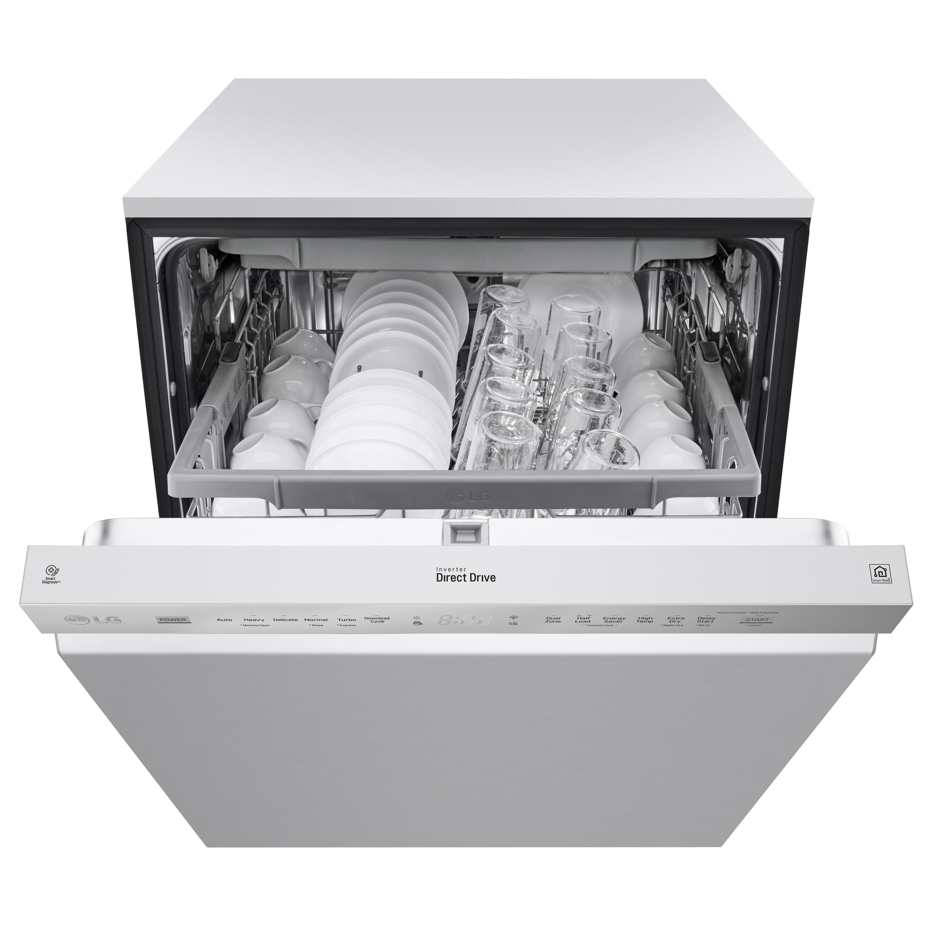 LG 24 in. White Front Control Dishwasher with QuadWash, 3rd Rack & Dynamic  Dry, 48 dBA LDFN4542W - The Home Depot