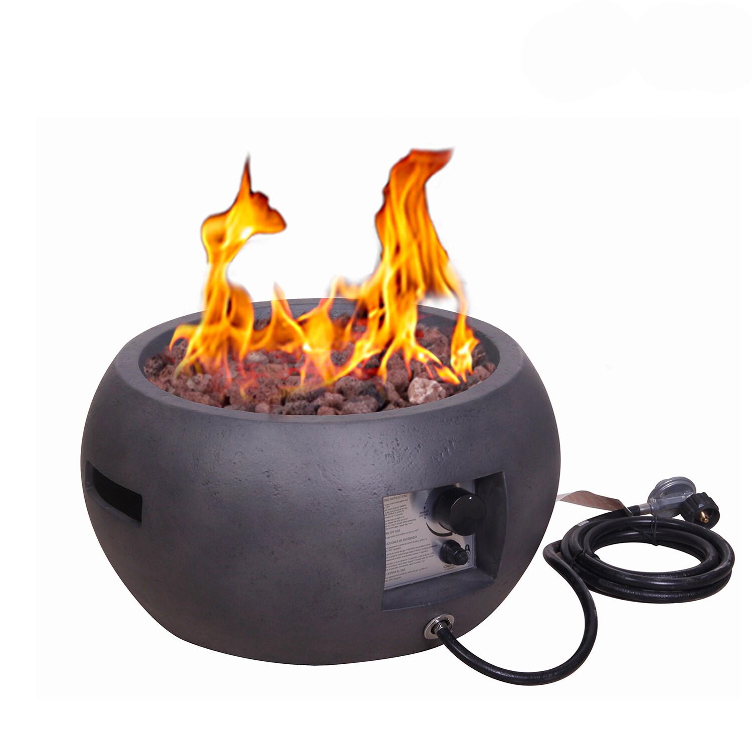 SINOFURN 22-in W Black Magnesium Oxide Round Propane Gas Fire Pit in ...