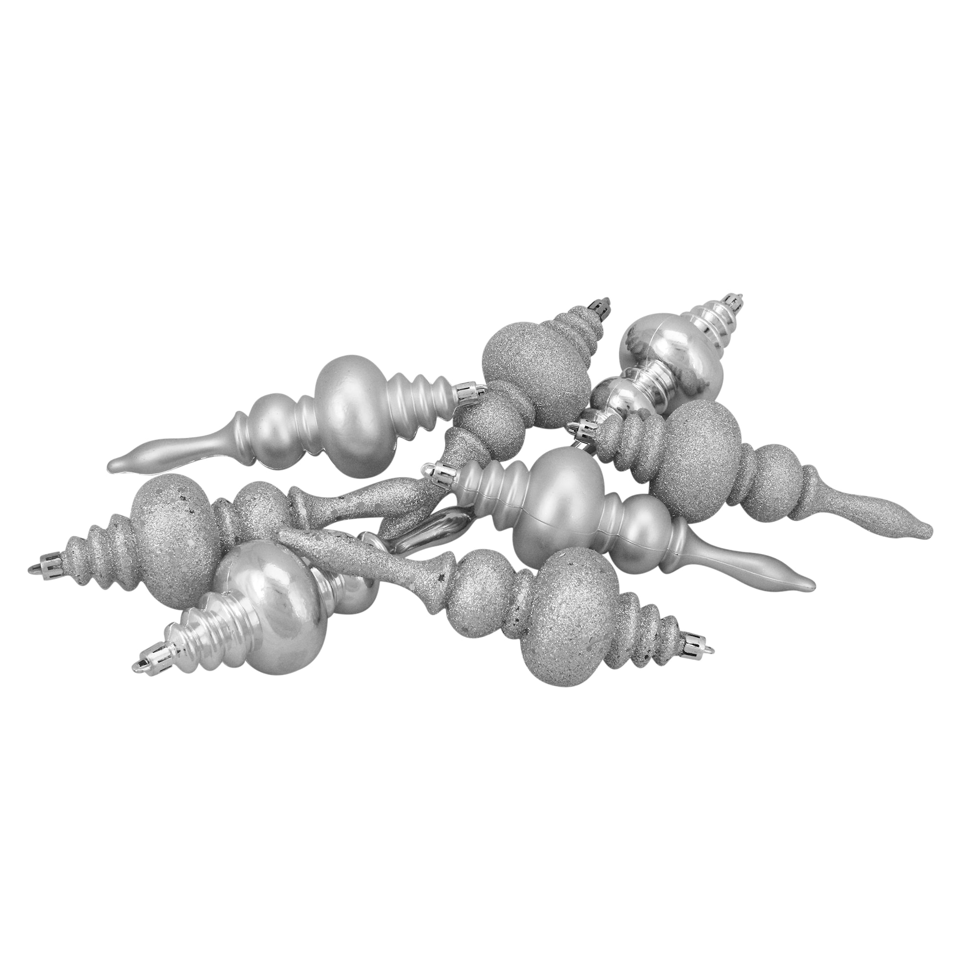Northlight 31757041 8 -Pack Silver Standard Indoor Ornament set Shatterproof