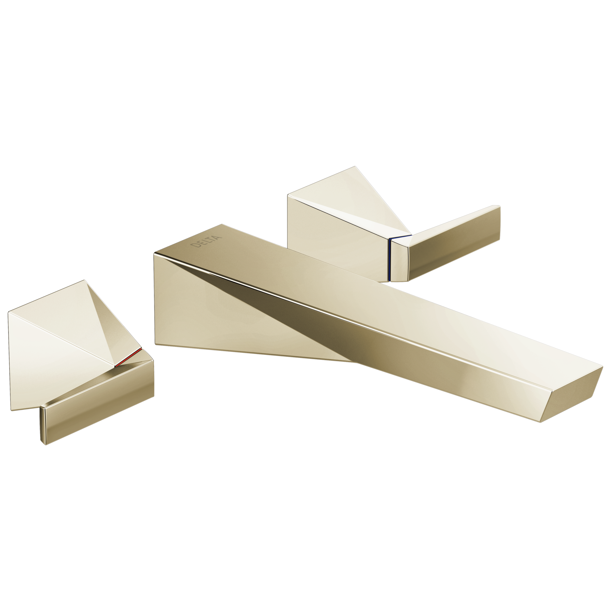 Delta T3543LF-PN-PR-WL Trillian Lumicoat Polished Nickel Wall-mount 2-handle WaterSense Mid-arc Residential Handle Bathroom Sink Faucet
