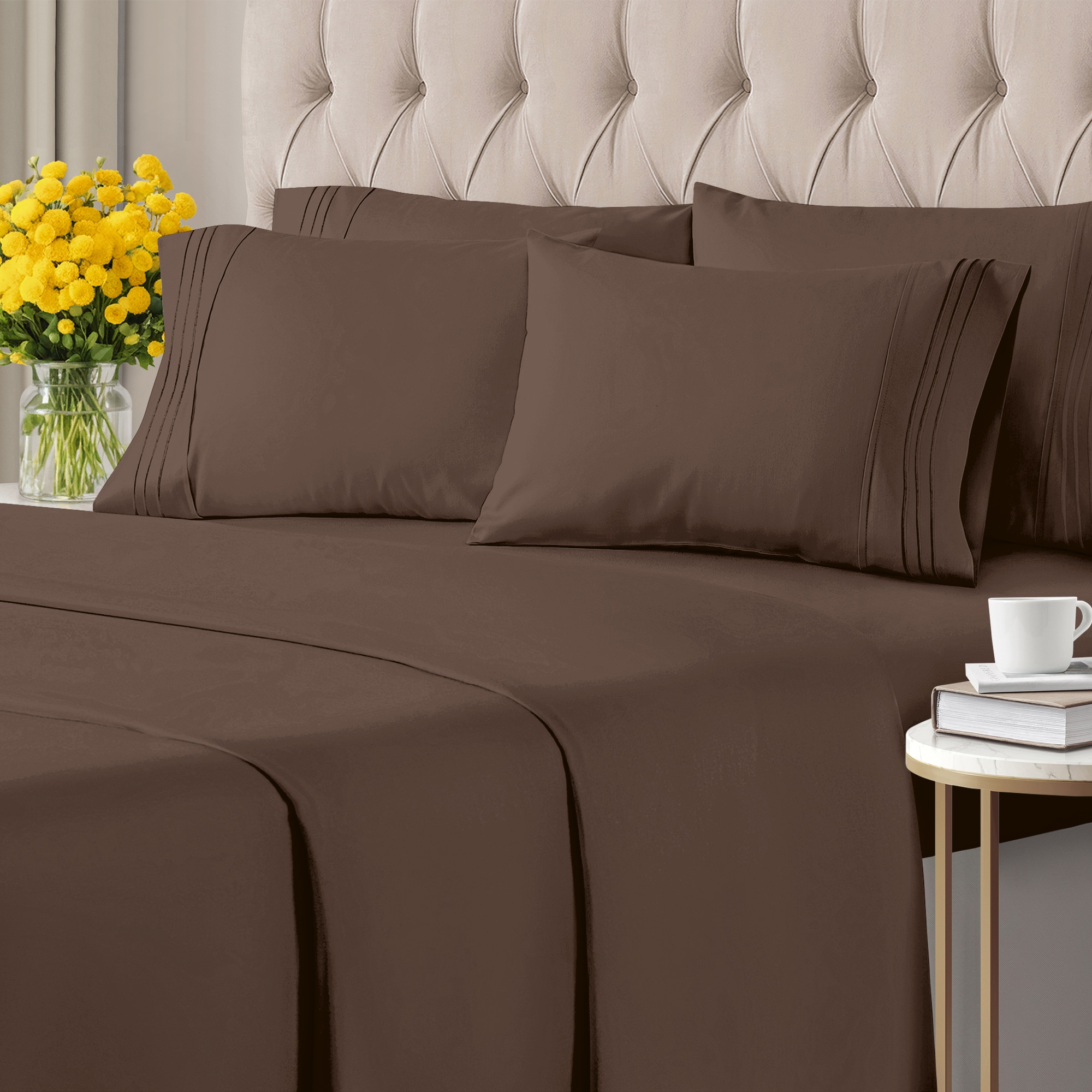 CGK Linens Twin Extra Long Deep Pocket 4-Piece Bed Sheet Set