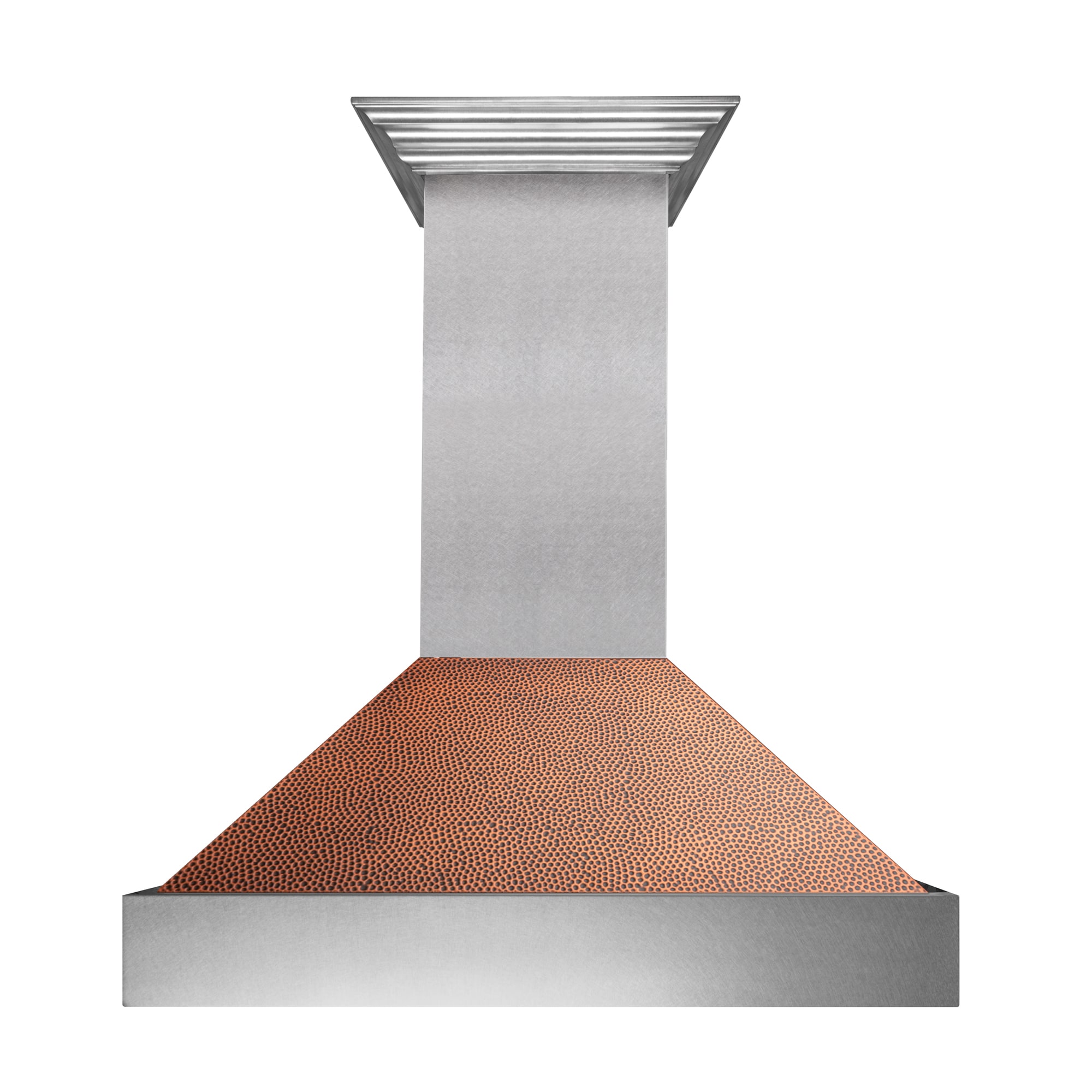 ZLINE KITCHEN & BATH 8654HH-36 36 inch Ducted 700-CFM Recirculating Satin Stainless Steel, Hand Hammered Copper Shell Wall-Mounted Range Hood