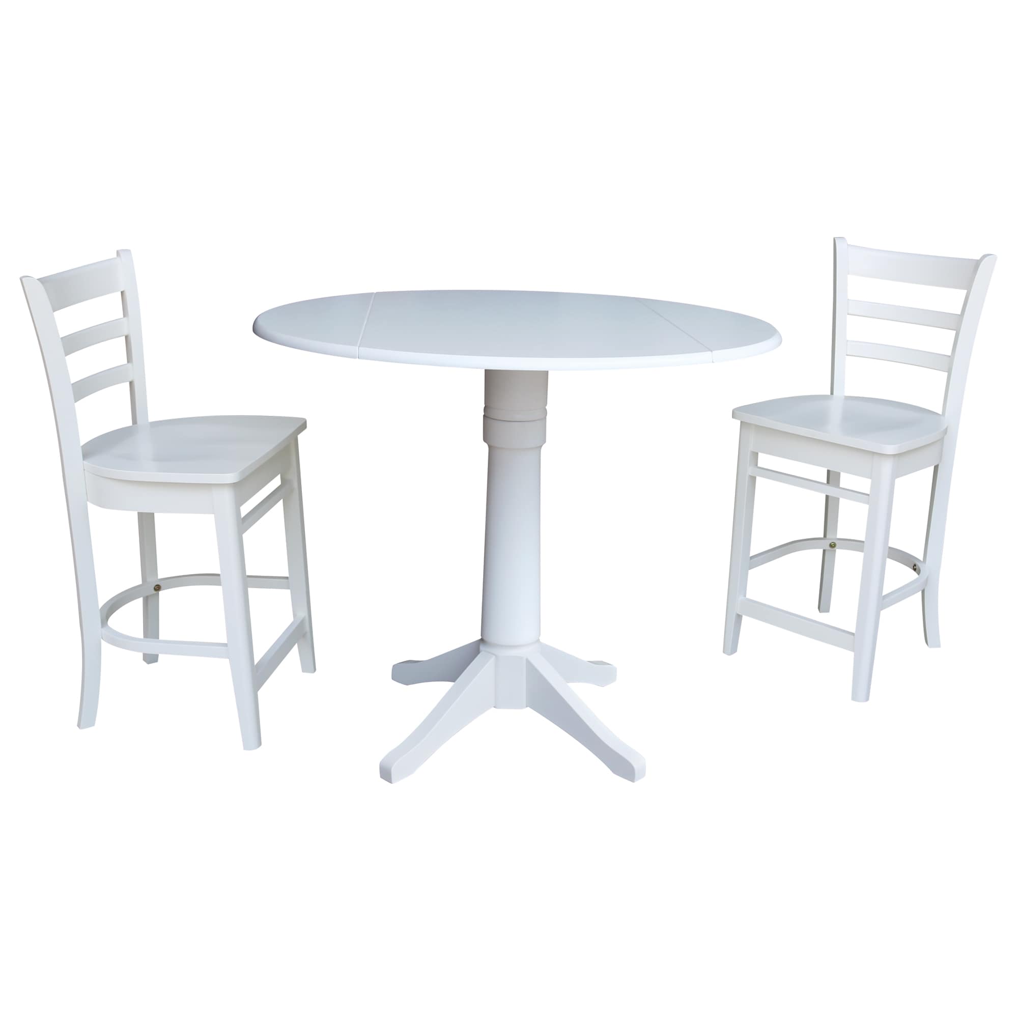 International Concepts K08-42DP-27B-S6172-2 White Casual Dining Room Set with Round Table (Seats 4)
