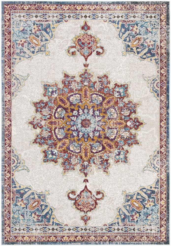 Safavieh ARA103A-5 Aria Arbel 5 x 8 (ft) Loomed Polypropylene Ivory/Navy Rectangular Indoor Distressed/Overdyed Vintage Area rug
