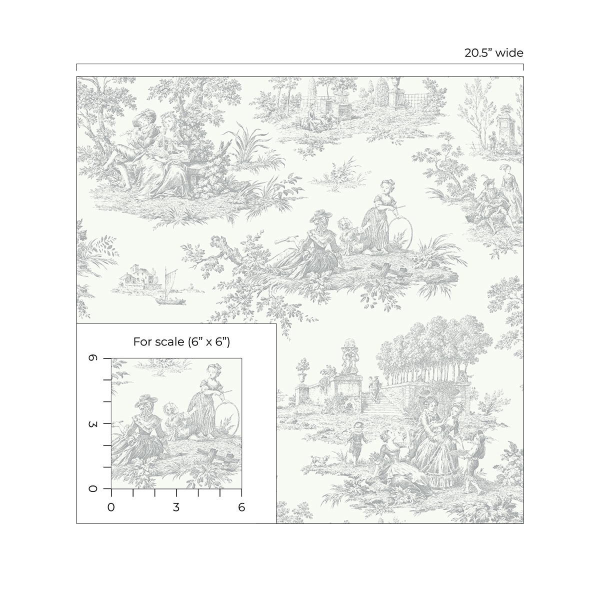 Argos Grey Chateau Toile Vinyl Peel and Stick Wallpaper