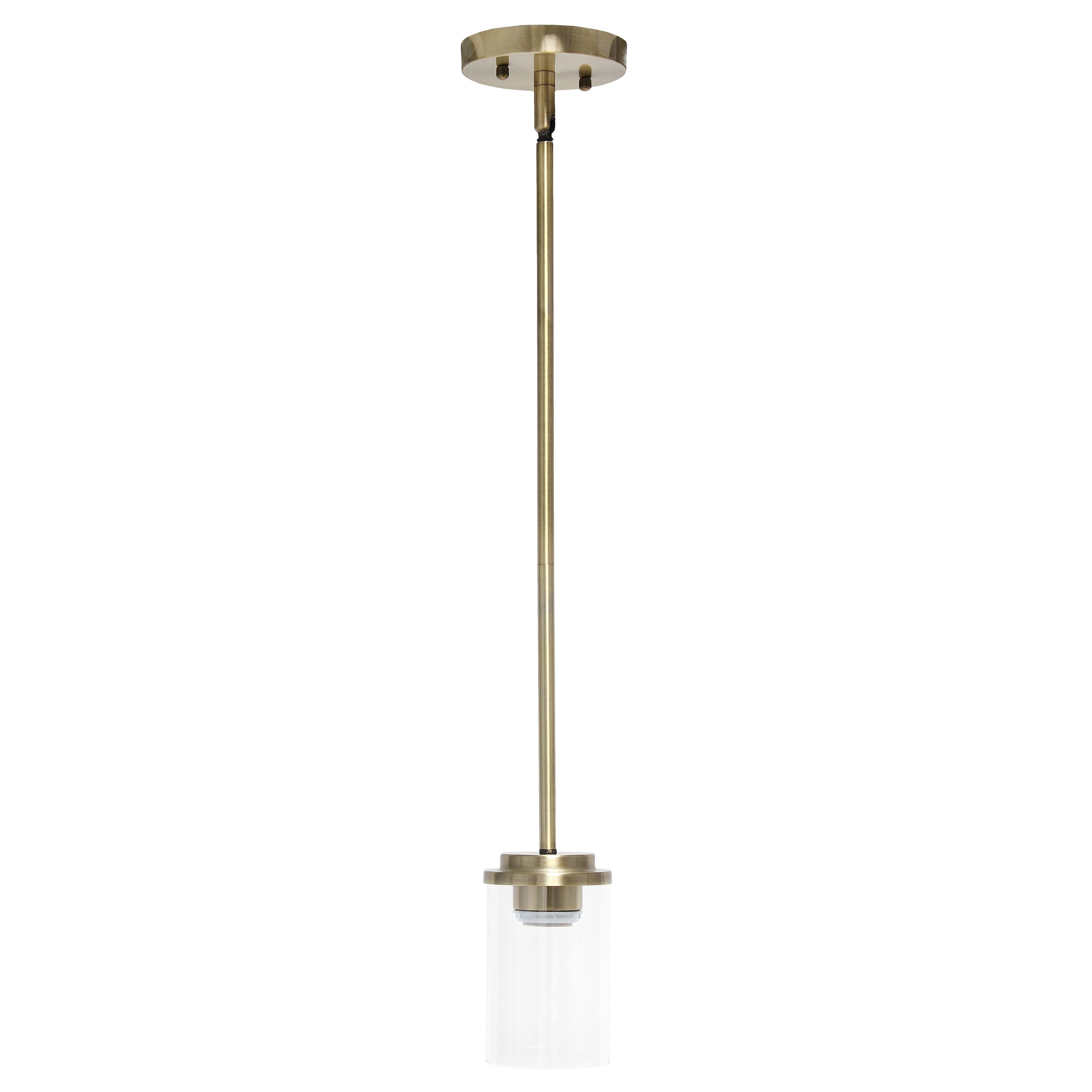 Elegant Farmhouse 53" Antique Brass & Clear Glass Pendant Light