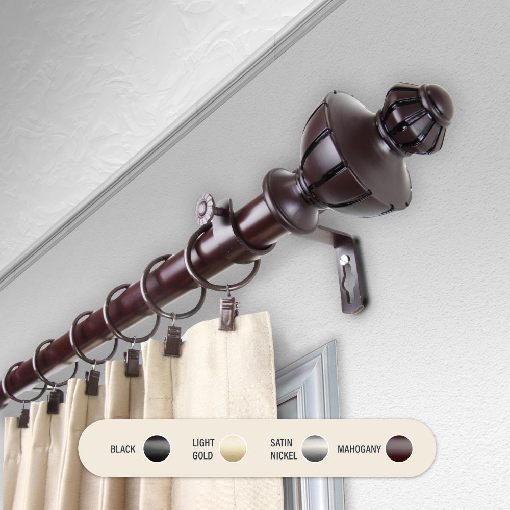 Rod Desyne 160-in to 240-in Satin Nickel Steel Single Curtain Rod with  Finials in the Curtain Rods department at