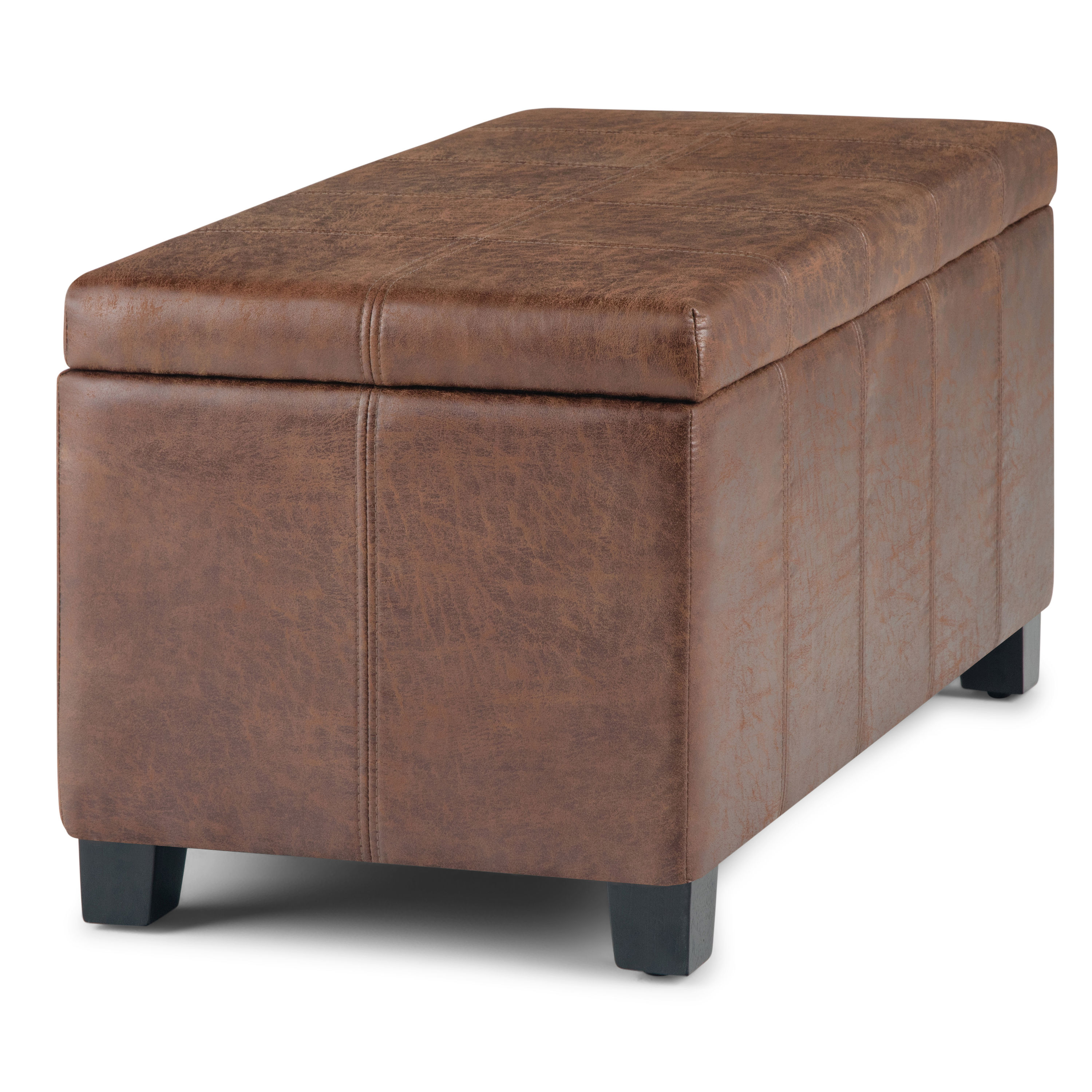 Simpli Home Dover Modern Distressed Umber Brown Faux Leather