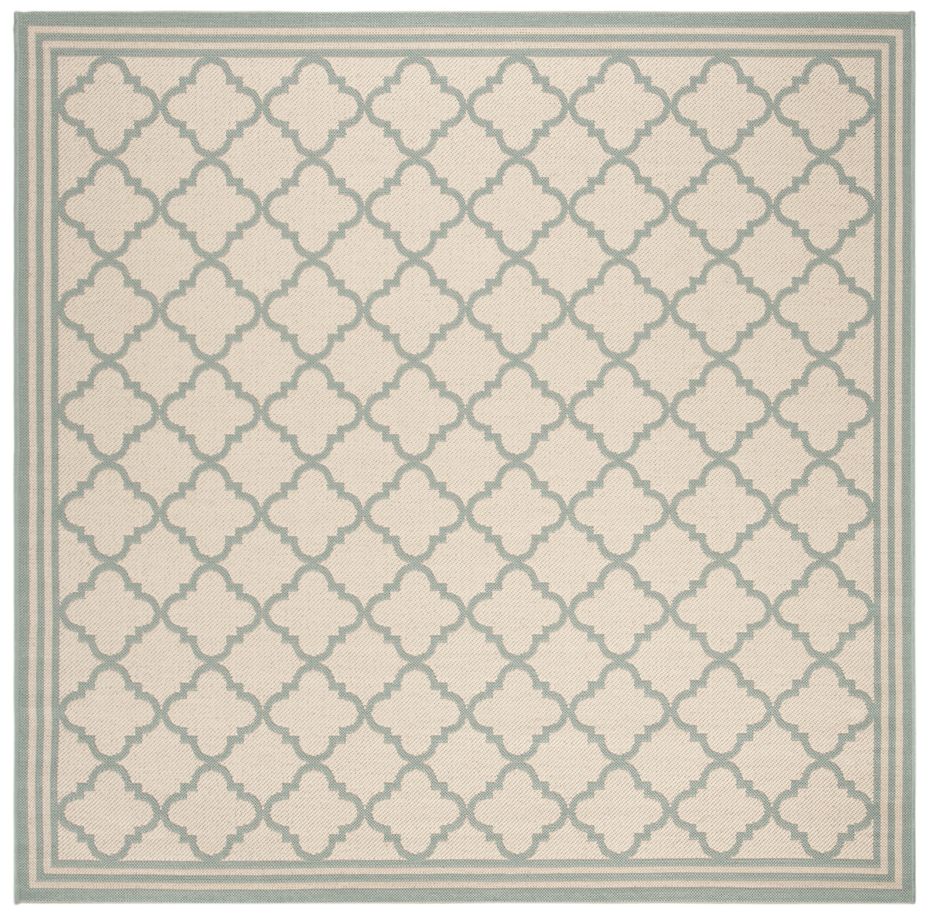 Safavieh LND121L-6SQ Linden Lattice 7 x 7 (ft) Loomed Polypropylene Cream/Aqua Square Indoor Trellis Bohemian/Eclectic Area rug