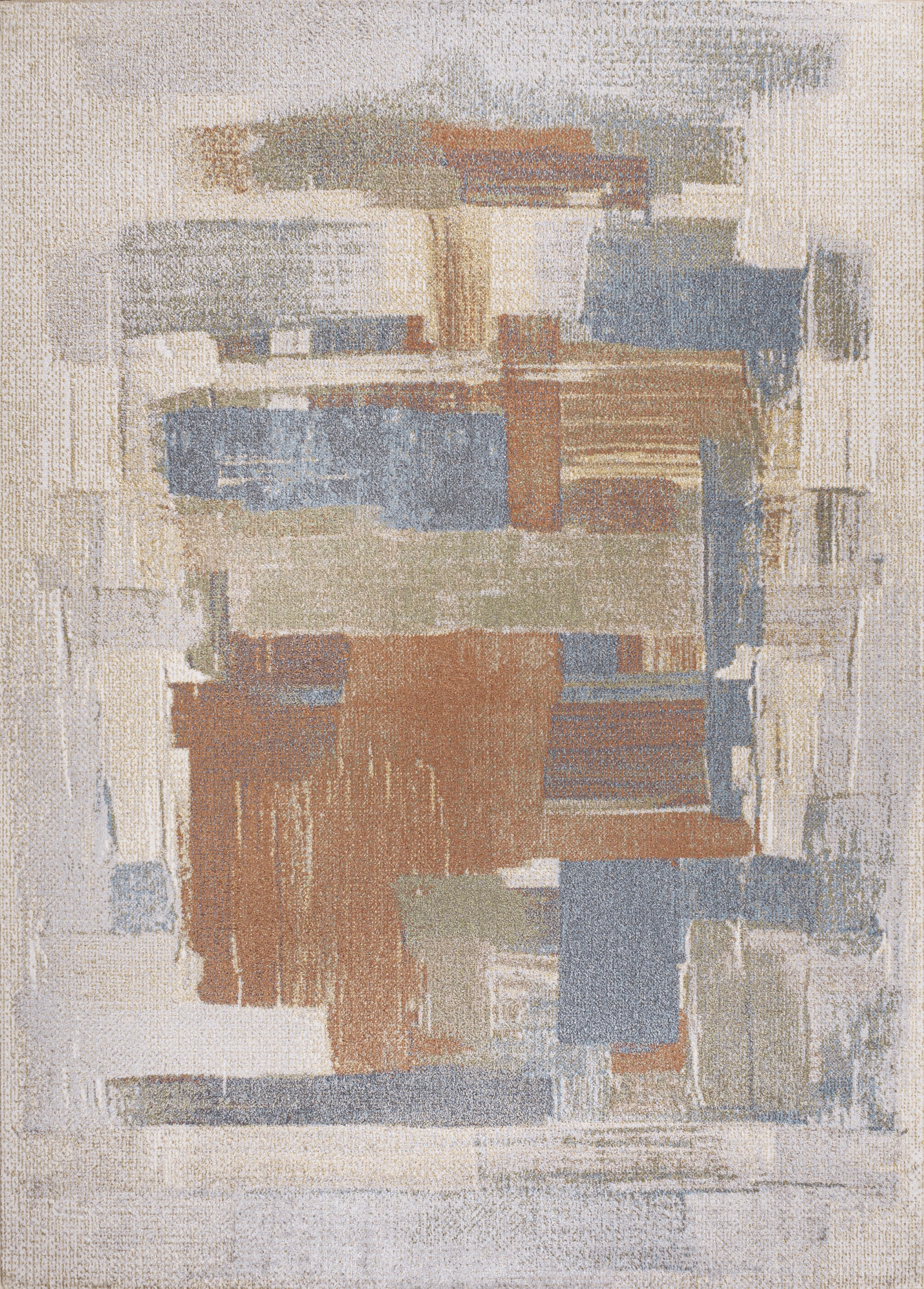 Blue Abstract Washable Synthetic 8' x 10' Area Rug