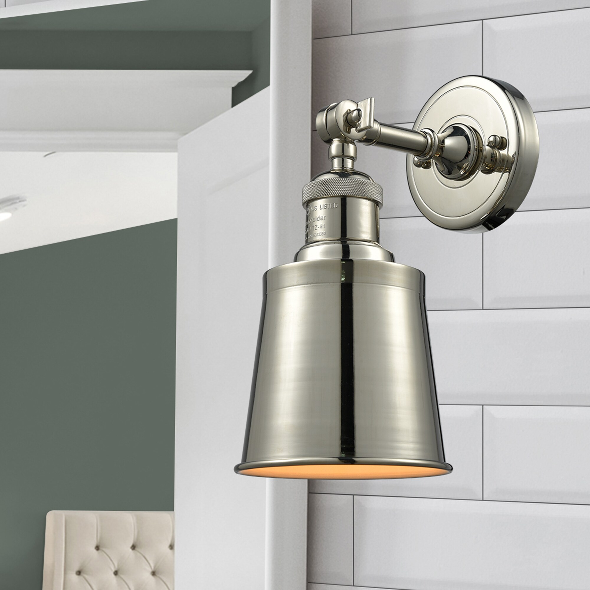 Innovations Lighting 203-PN-M9 Addison 5-in W 1 -Light Polished Nickel Wall Sconce