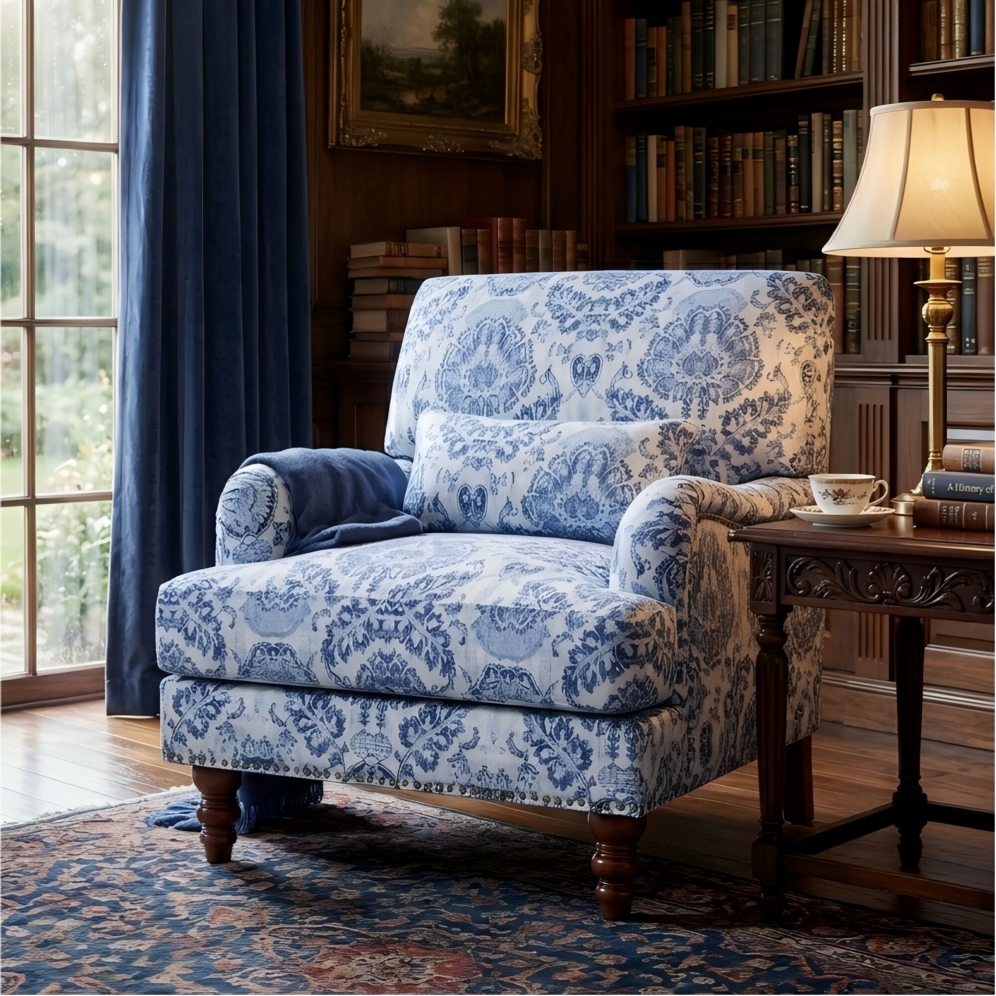 Dreamsidea - Accent Chair Armchair with Solid Wood Frame and Nailhead Accents
