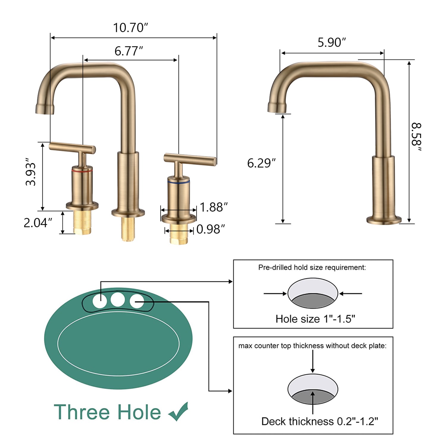 WELLFOR DTG-008BFBG Lavatory-Faucets - View #5