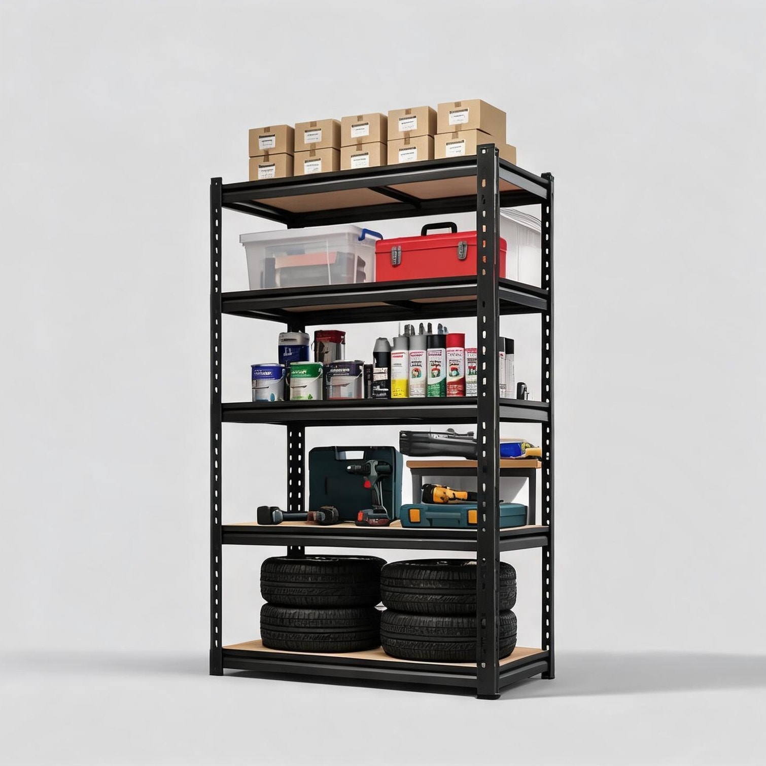BBabe Home and Furniture Storage with 5-Tier Heavy-Duty Freestanding Rack pairing Storage with Metal Frame and Tool-Free Assembly Metal Storage Shelf